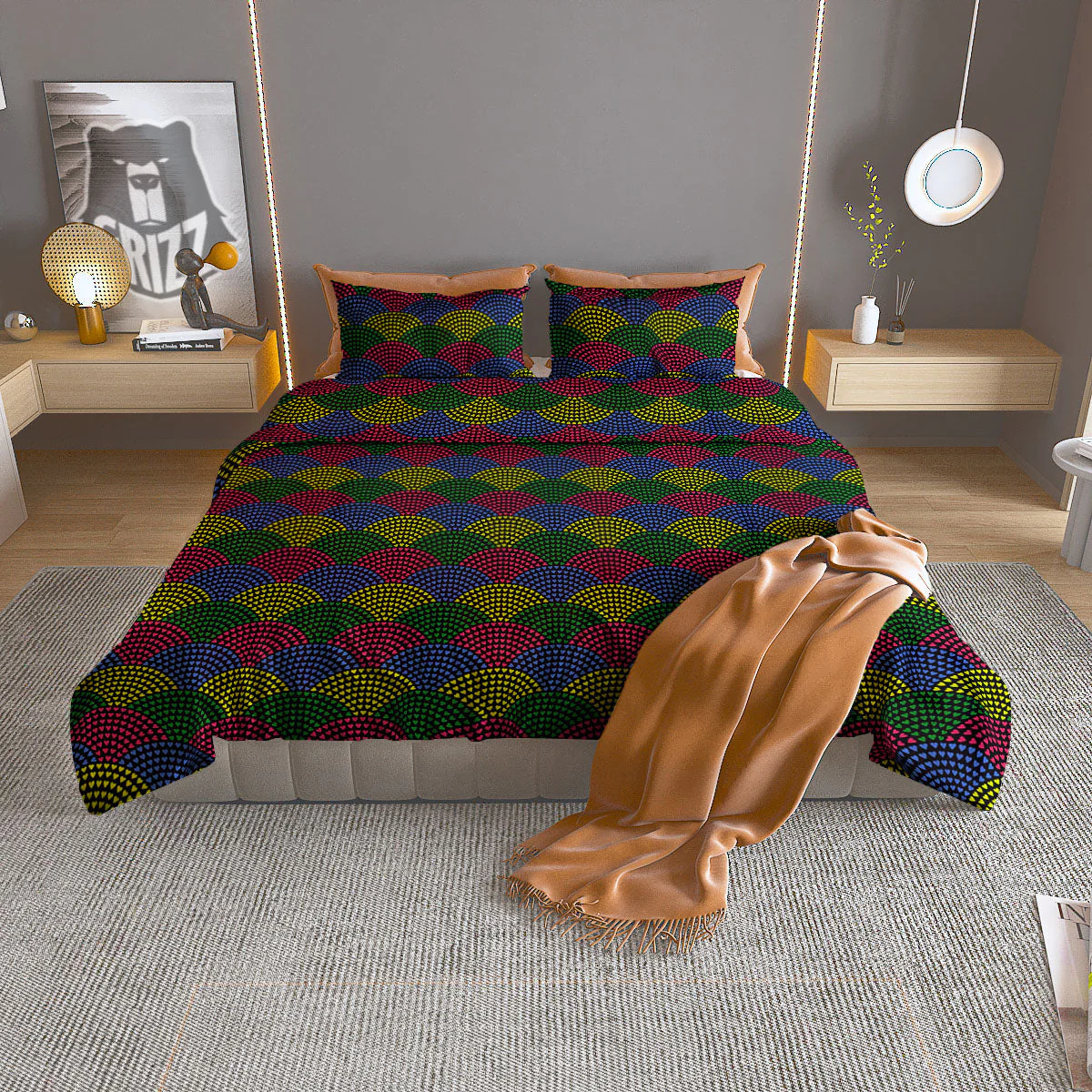 Heart Wave Colorful Print Pattern Duvet Cover Bedding Set