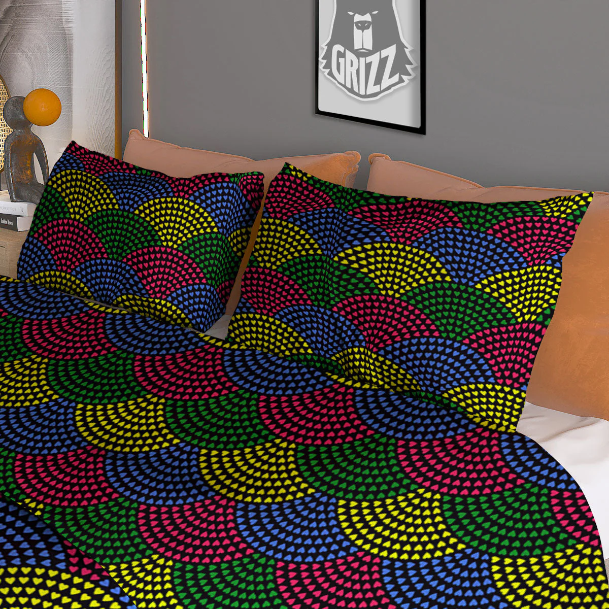 Heart Wave Colorful Print Pattern Duvet Cover Bedding Set - Image 3