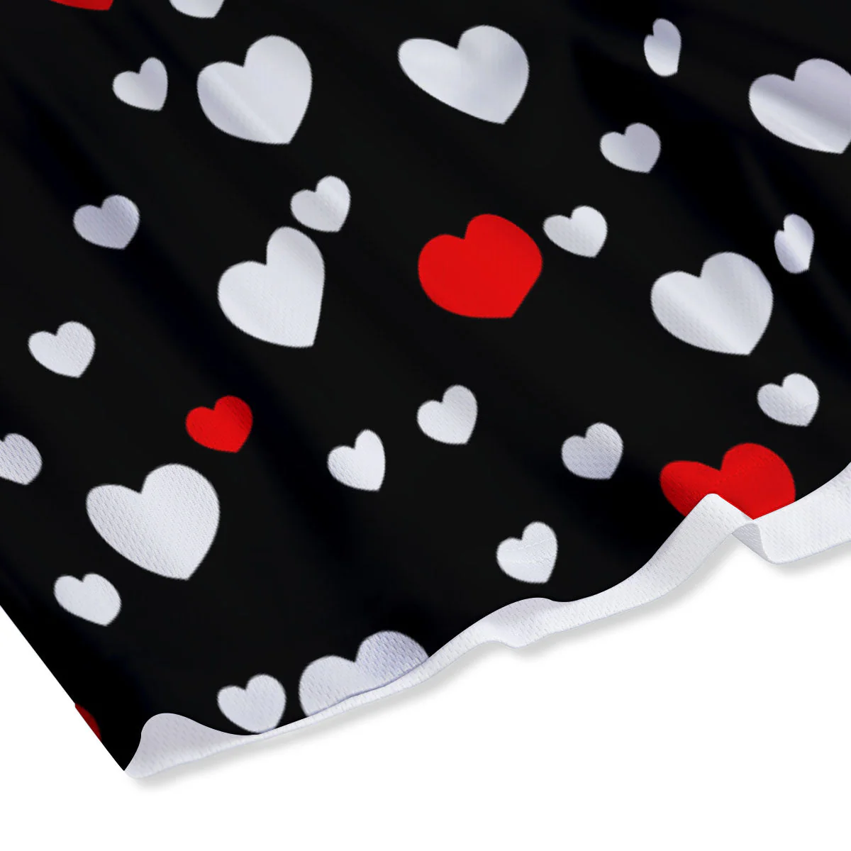 Heart White And Red Print Pattern Mesh Shorts - Image 4