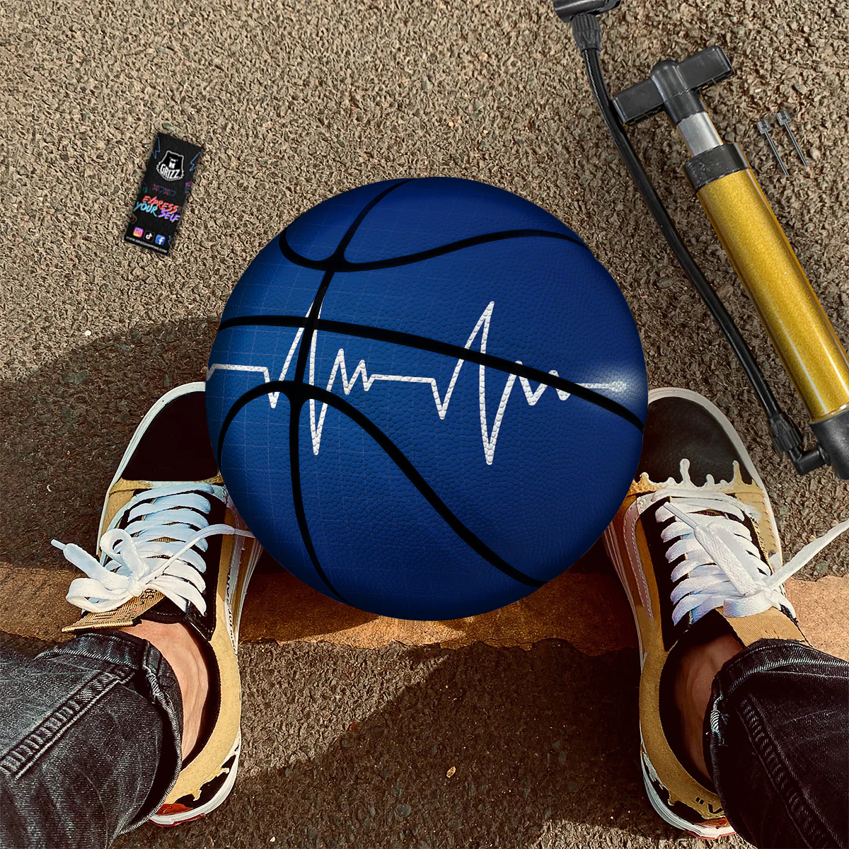 Heartbeat Blue Print Basketball - Image 2