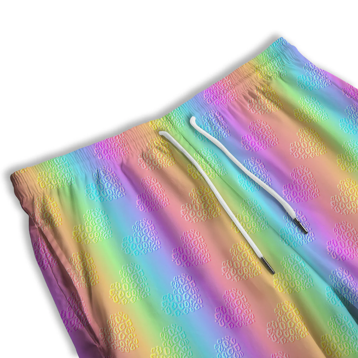 Hearts Rainbow Leopard Print Pattern Men's Athletic Shorts - Image 3