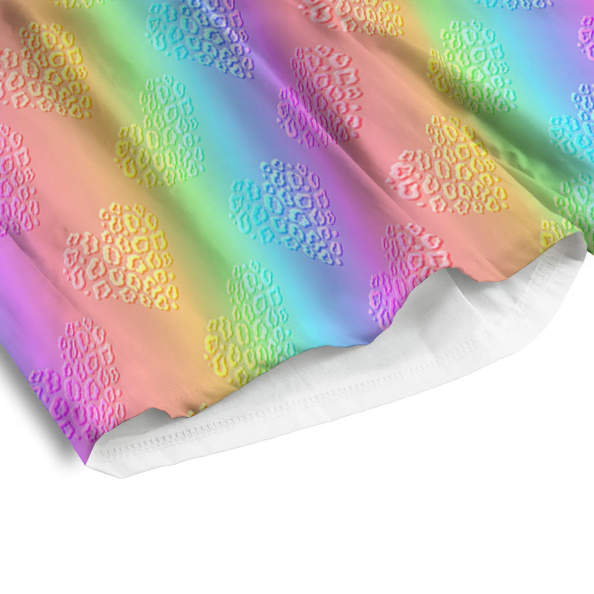 Hearts Rainbow Leopard Print Pattern Men's Athletic Shorts - Image 4