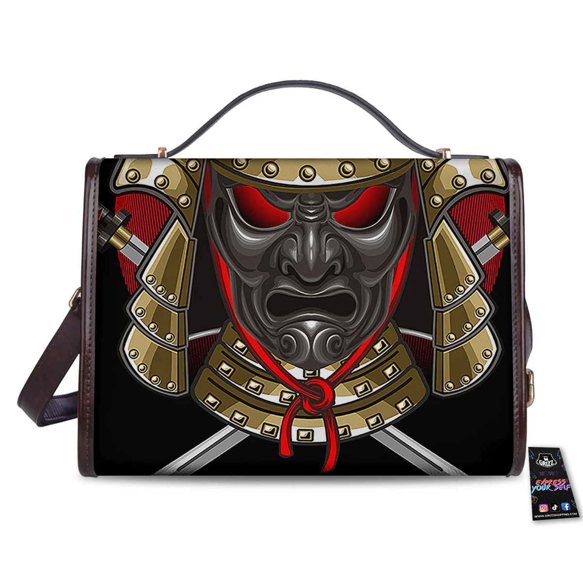 Helmet Japanese Samurai Print Women's Satchel Bag - Image 2