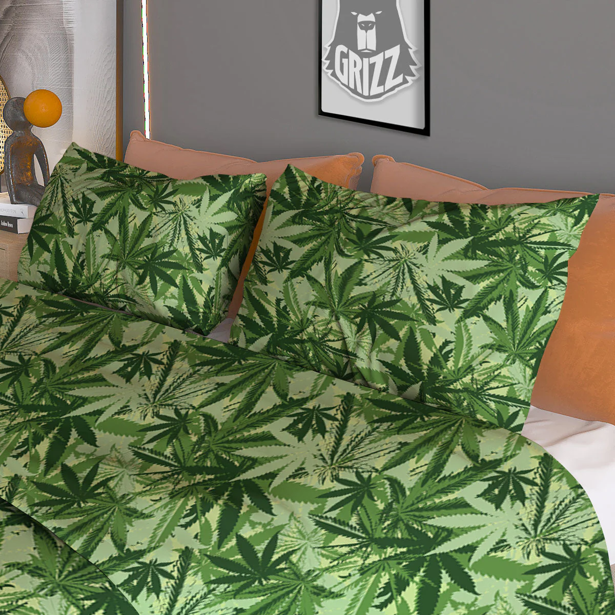 Hemp Leaf Print Pattern Duvet Cover Bedding Set - Image 3
