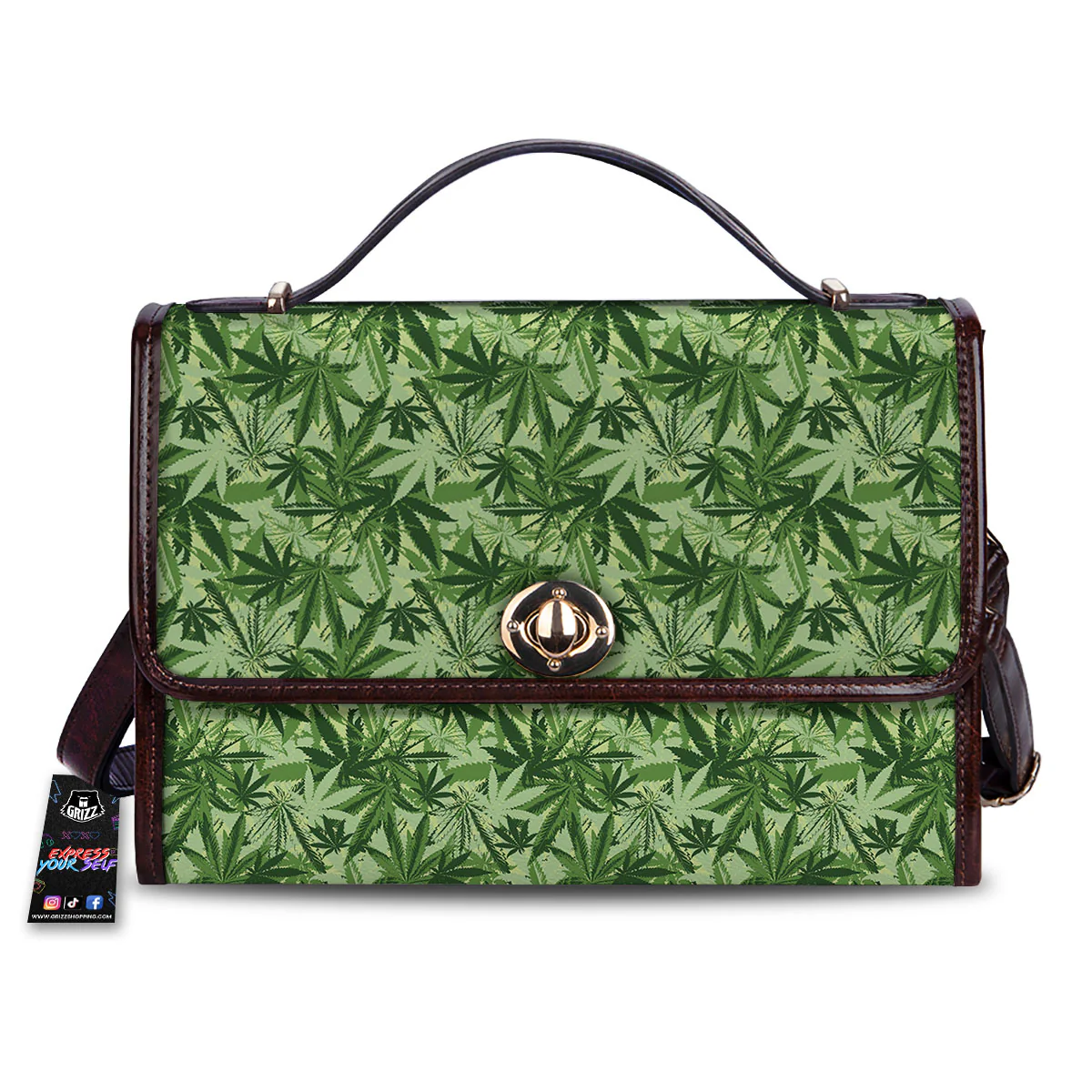 Hemp Leaf Print Pattern Women's Satchel Bag