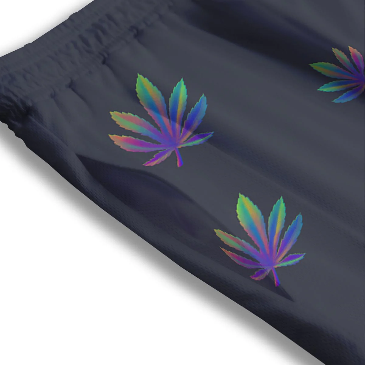 Hemp Leaves Reggae Trippy Print Pattern Mesh Shorts - Image 3
