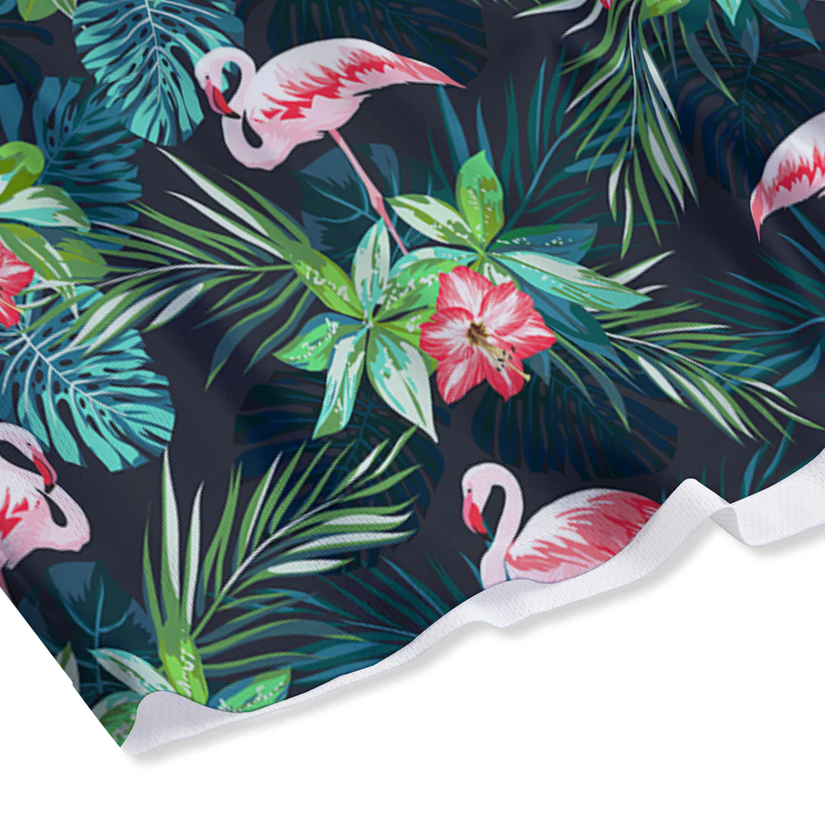 Hibiscus And Tropical Flamingo Print Pattern Mesh Shorts - Image 4