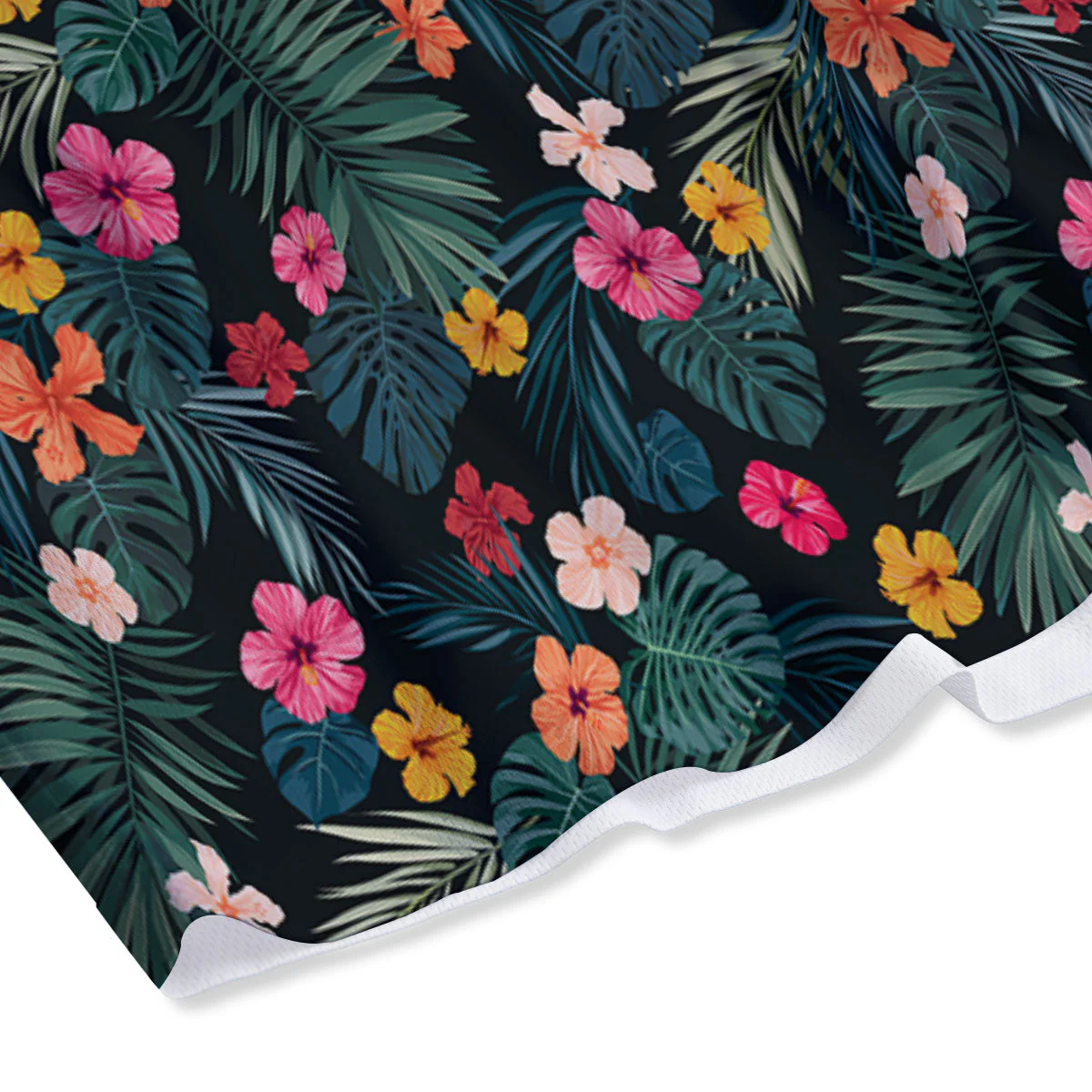Hibiscus And Tropical Palm Print Pattern Mesh Shorts - Image 4