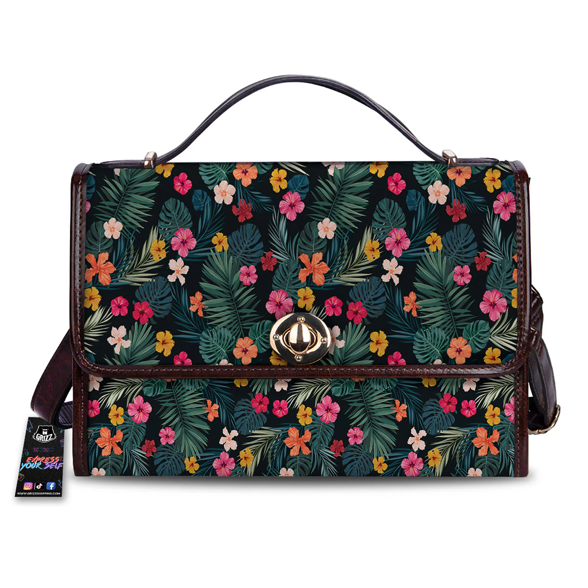Hibiscus And Tropical Palm Print Pattern Women's Satchel Bag