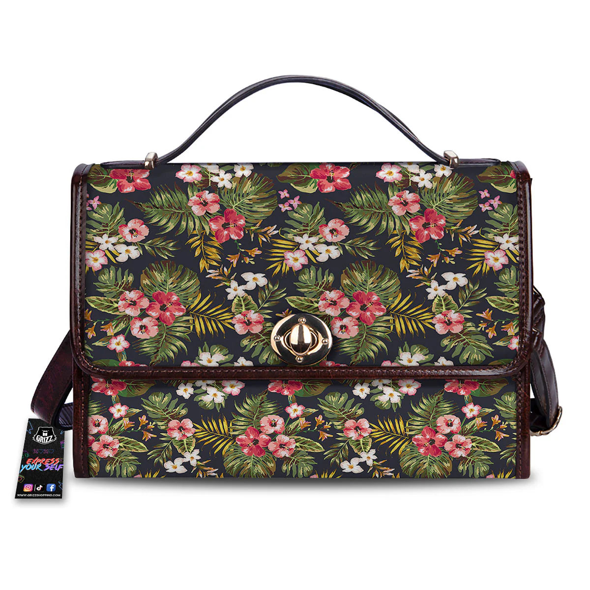 Hibiscus Blossom Tropical Print Pattern Women's Satchel Bag