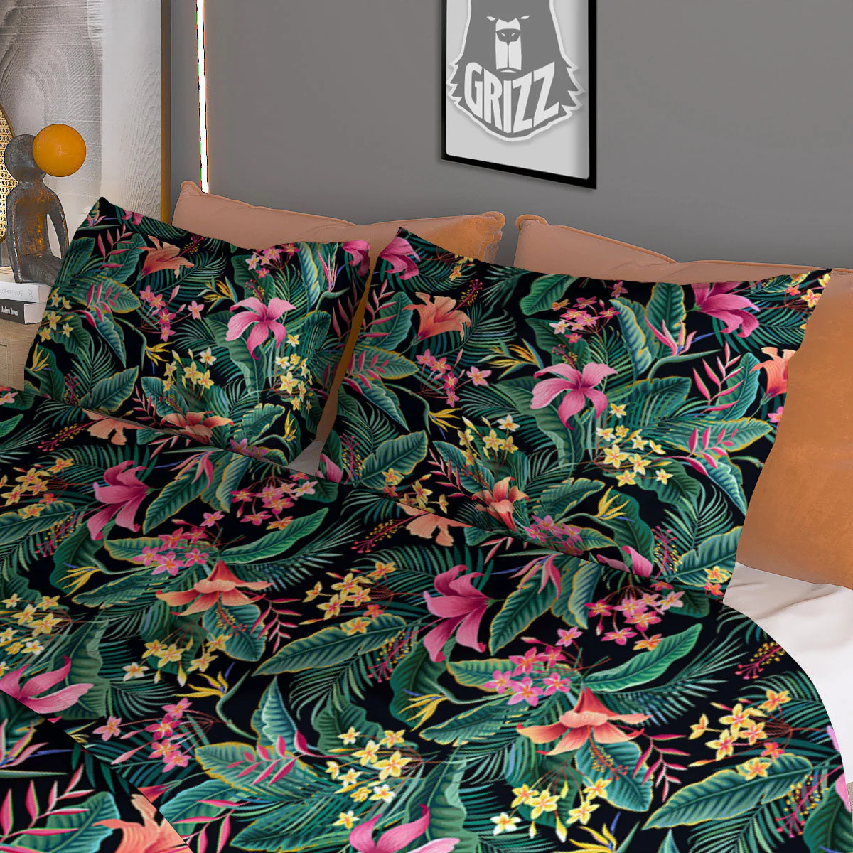 Hibiscus Exotic Tropical Print Pattern Duvet Cover Bedding Set - Image 3