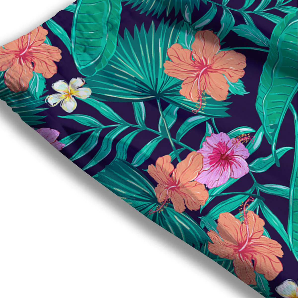 Hibiscus Leaves Tropical Print Pattern Mesh Shorts - Image 3