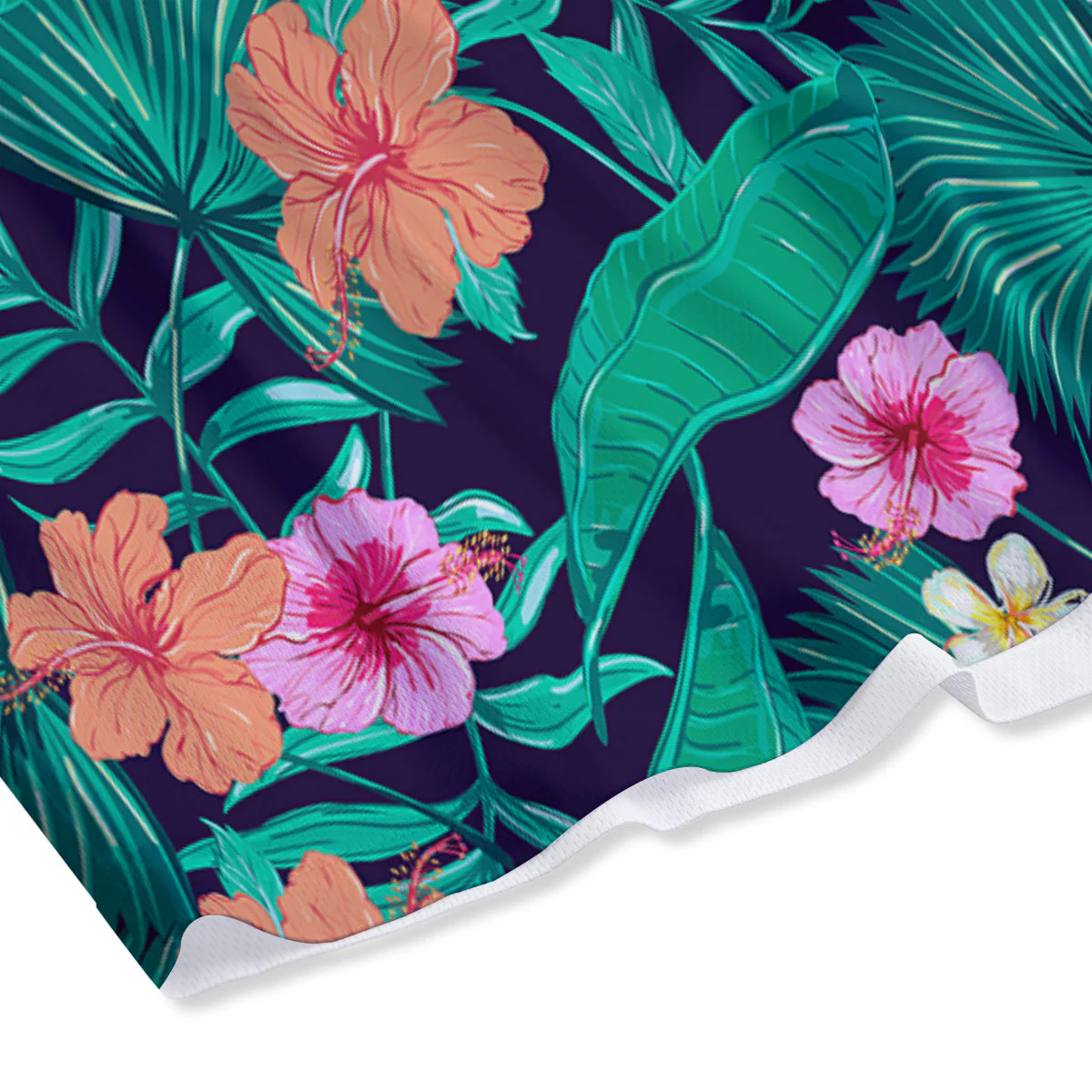 Hibiscus Leaves Tropical Print Pattern Mesh Shorts - Image 4
