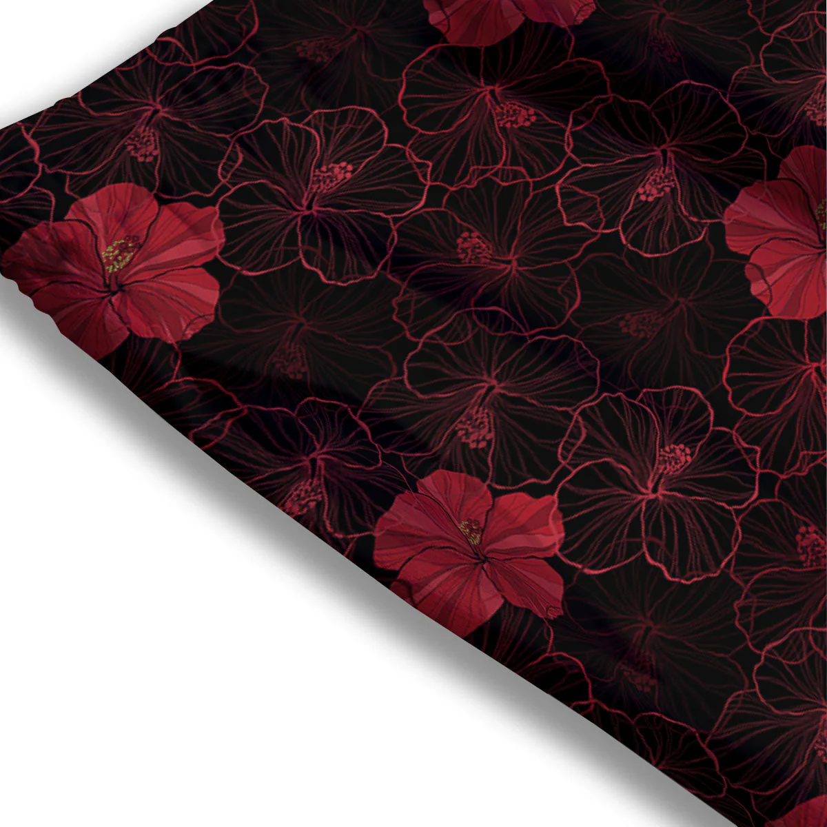 Hibiscus Red And Black Print Pattern Mesh Shorts - Image 3