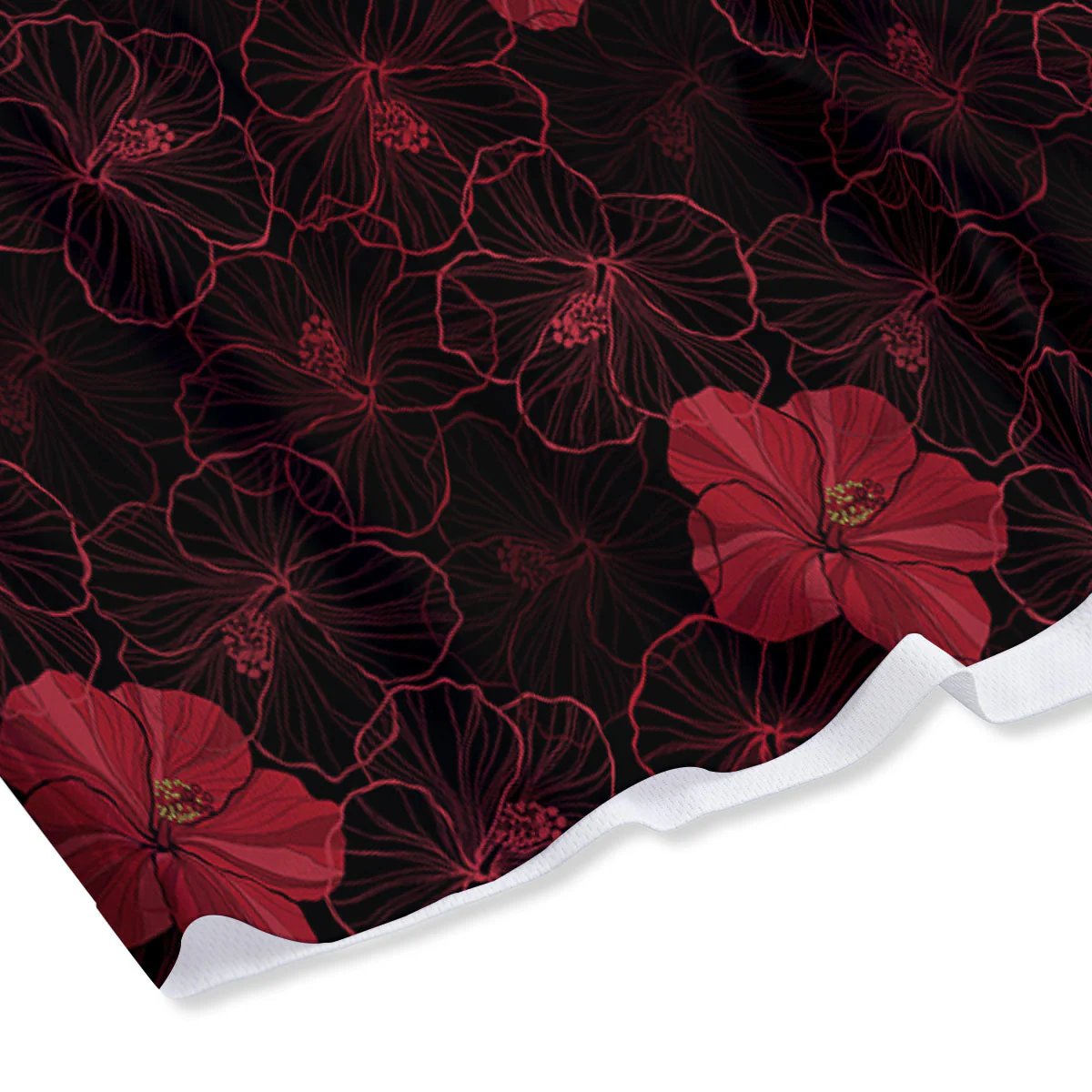 Hibiscus Red And Black Print Pattern Mesh Shorts - Image 4