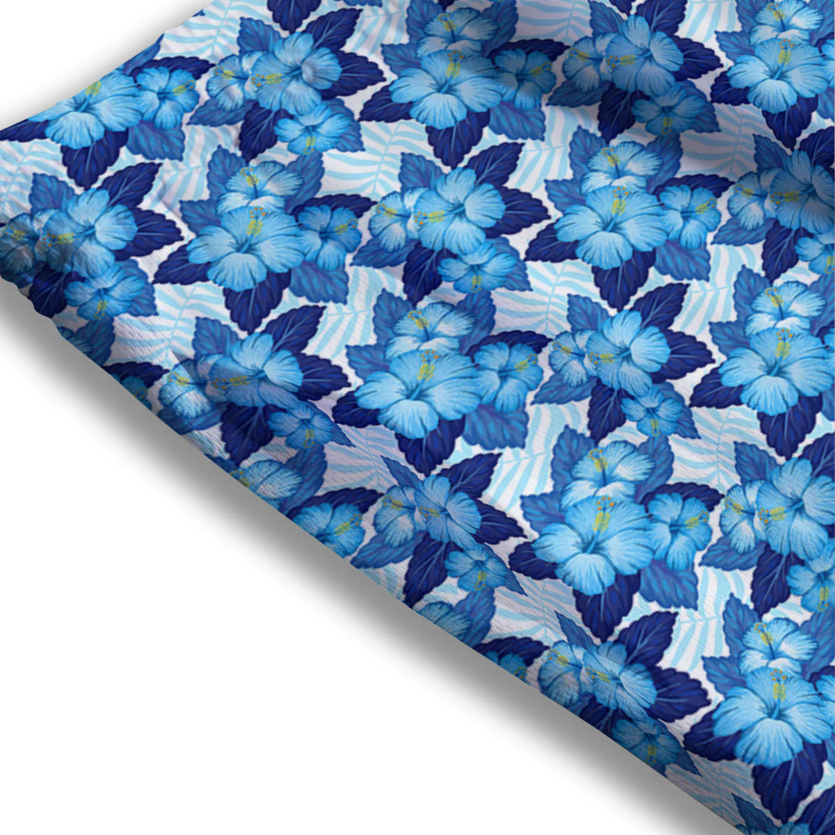 Hibiscus Tropical Blue Print Pattern Mesh Shorts - Image 3