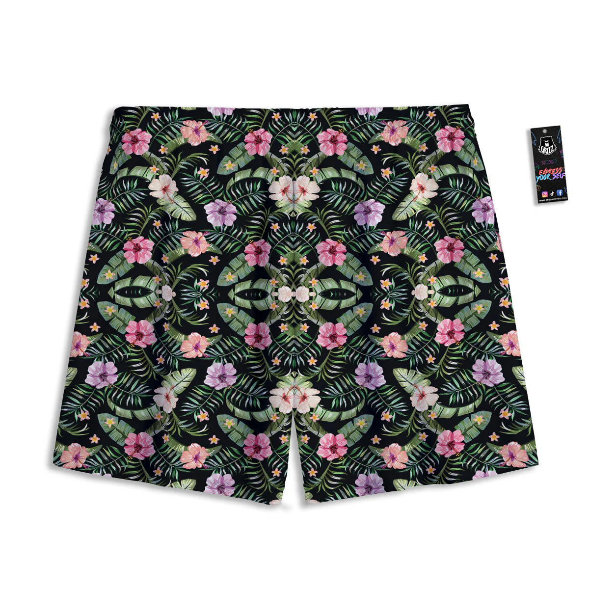 Hibiscus Tropical Floral Vintage Print Pattern Mesh Shorts - Image 2
