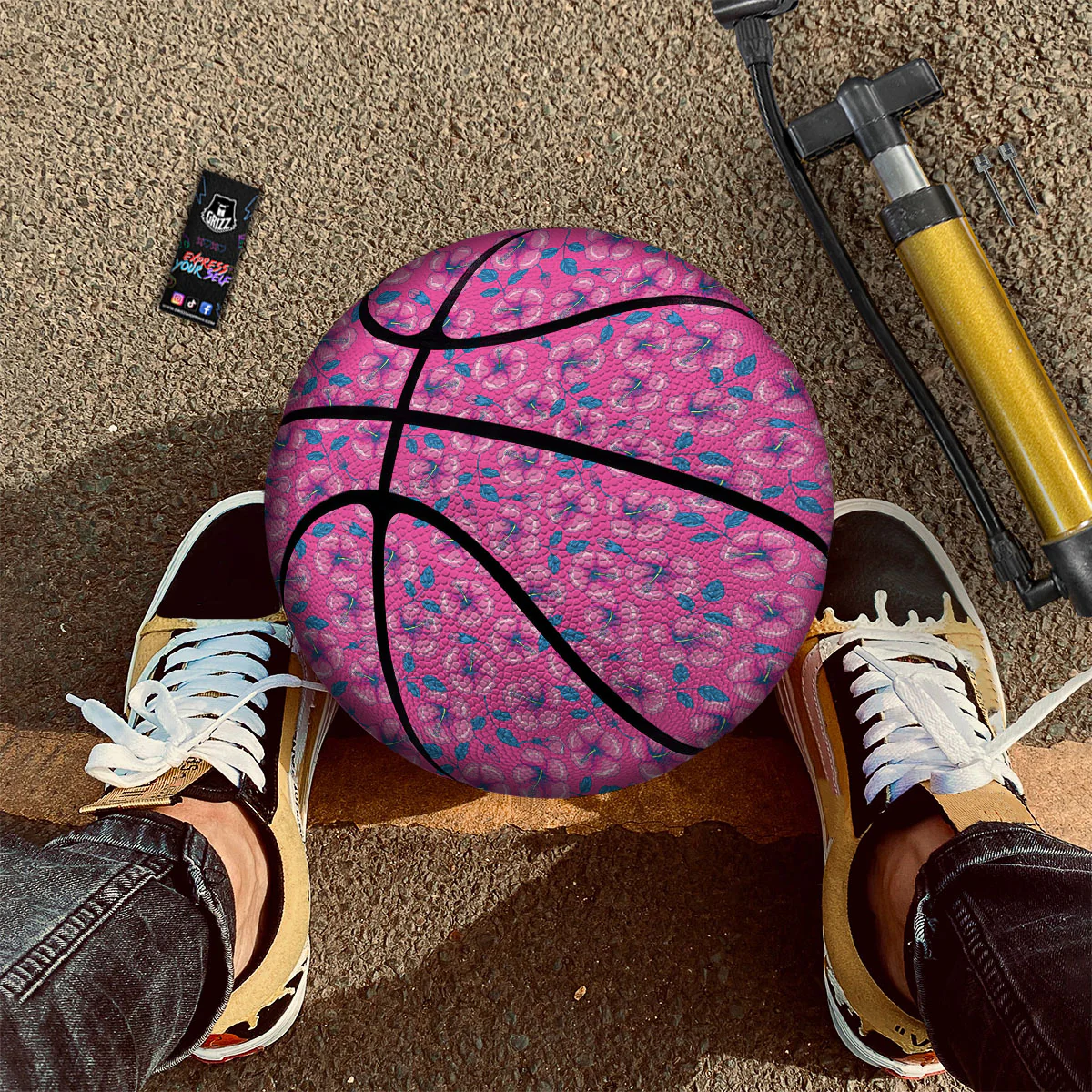 Hibiscus Tropical Hot Pink Print Pattern Basketball - Image 2