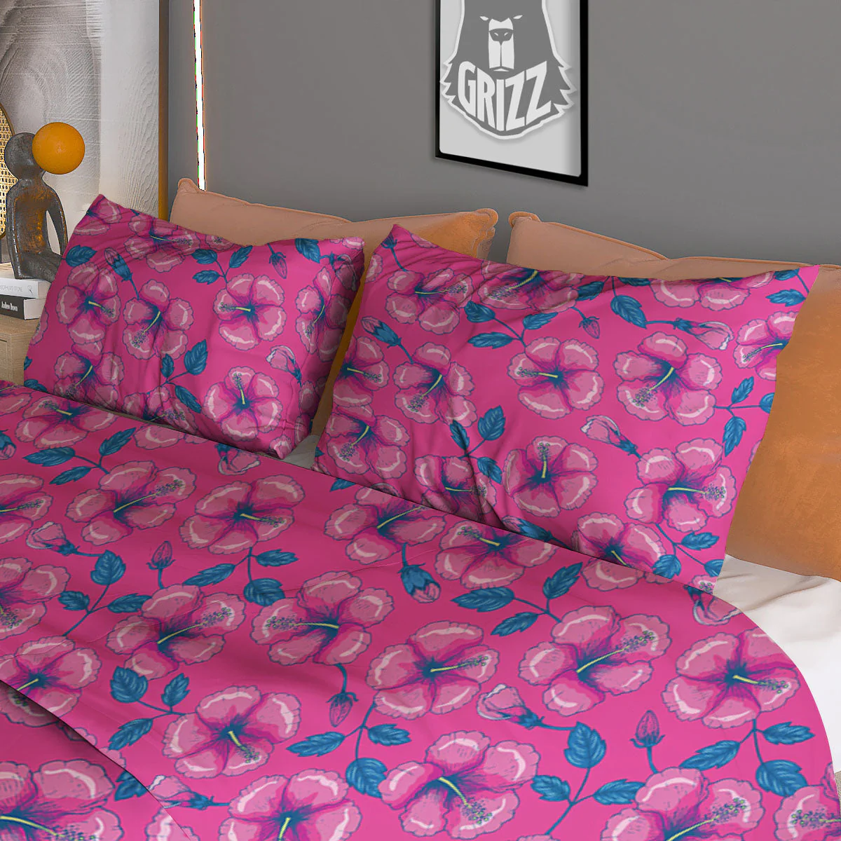 Hibiscus Tropical Hot Pink Print Pattern Duvet Cover Bedding Set - Image 3