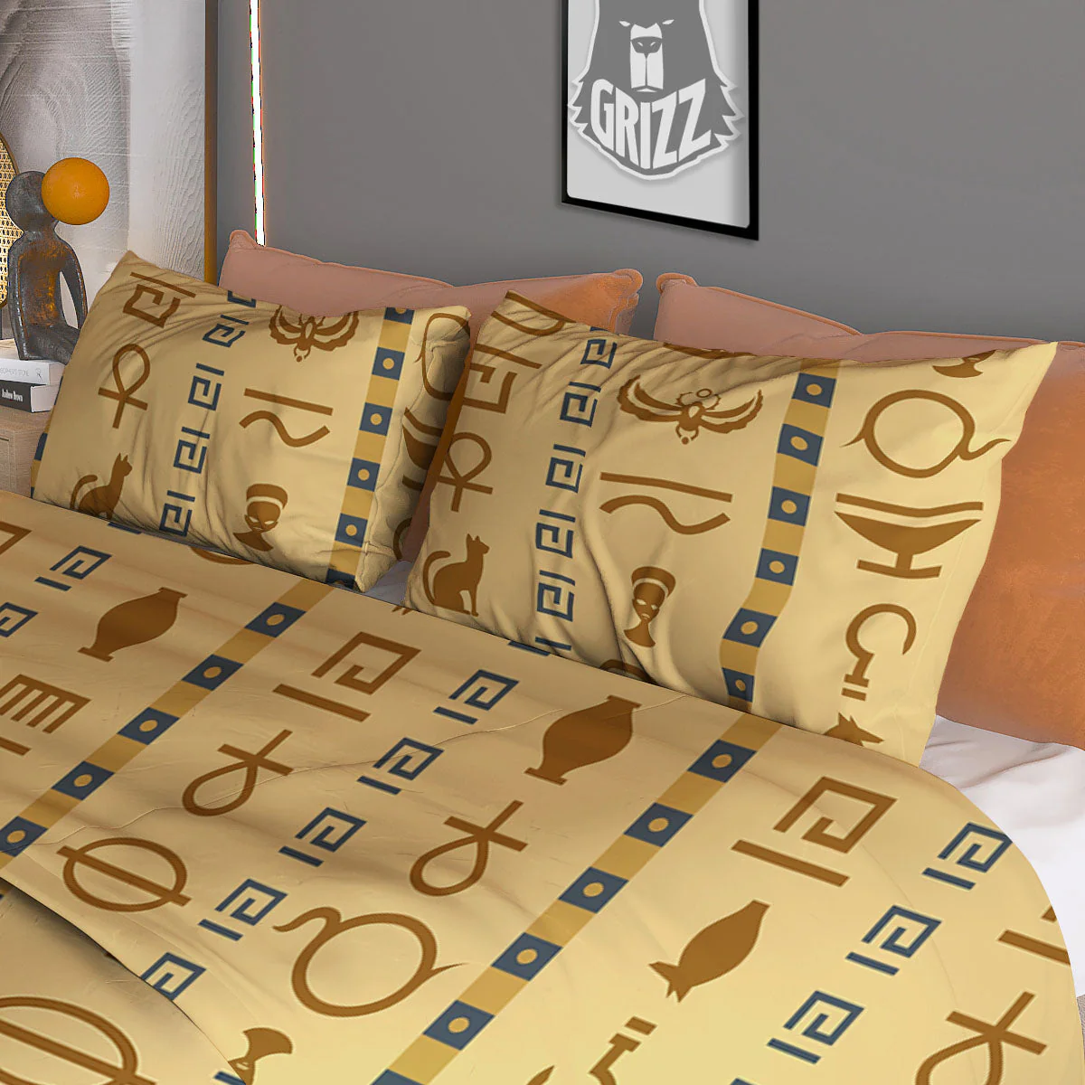 Hieroglyphs Ancient Egyptian Print Duvet Cover Bedding Set - Image 3
