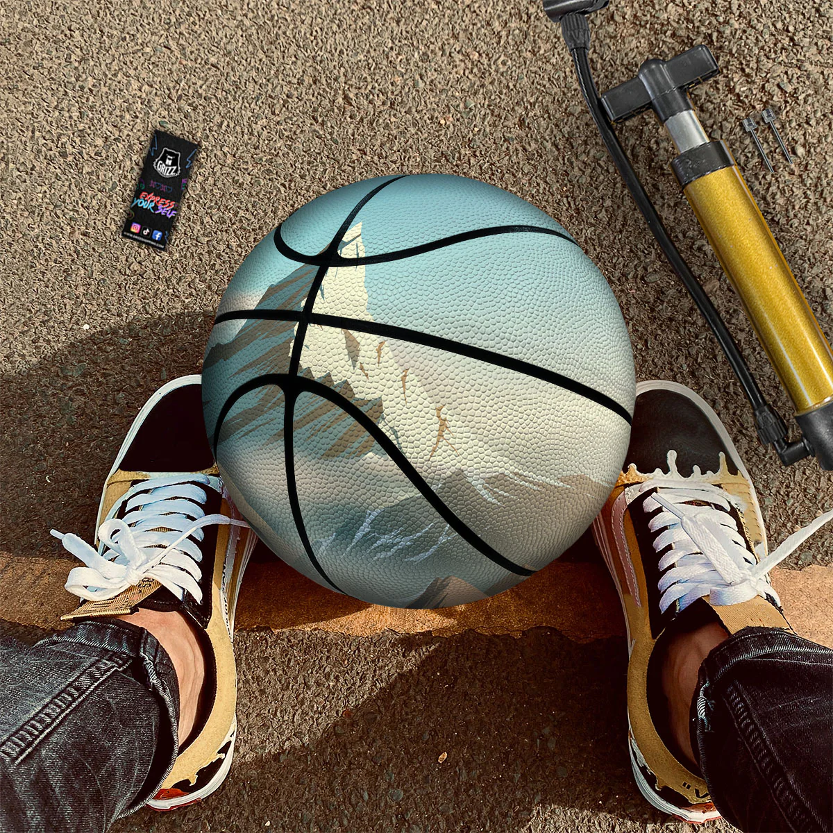 High Mountain Print Basketball - Image 2
