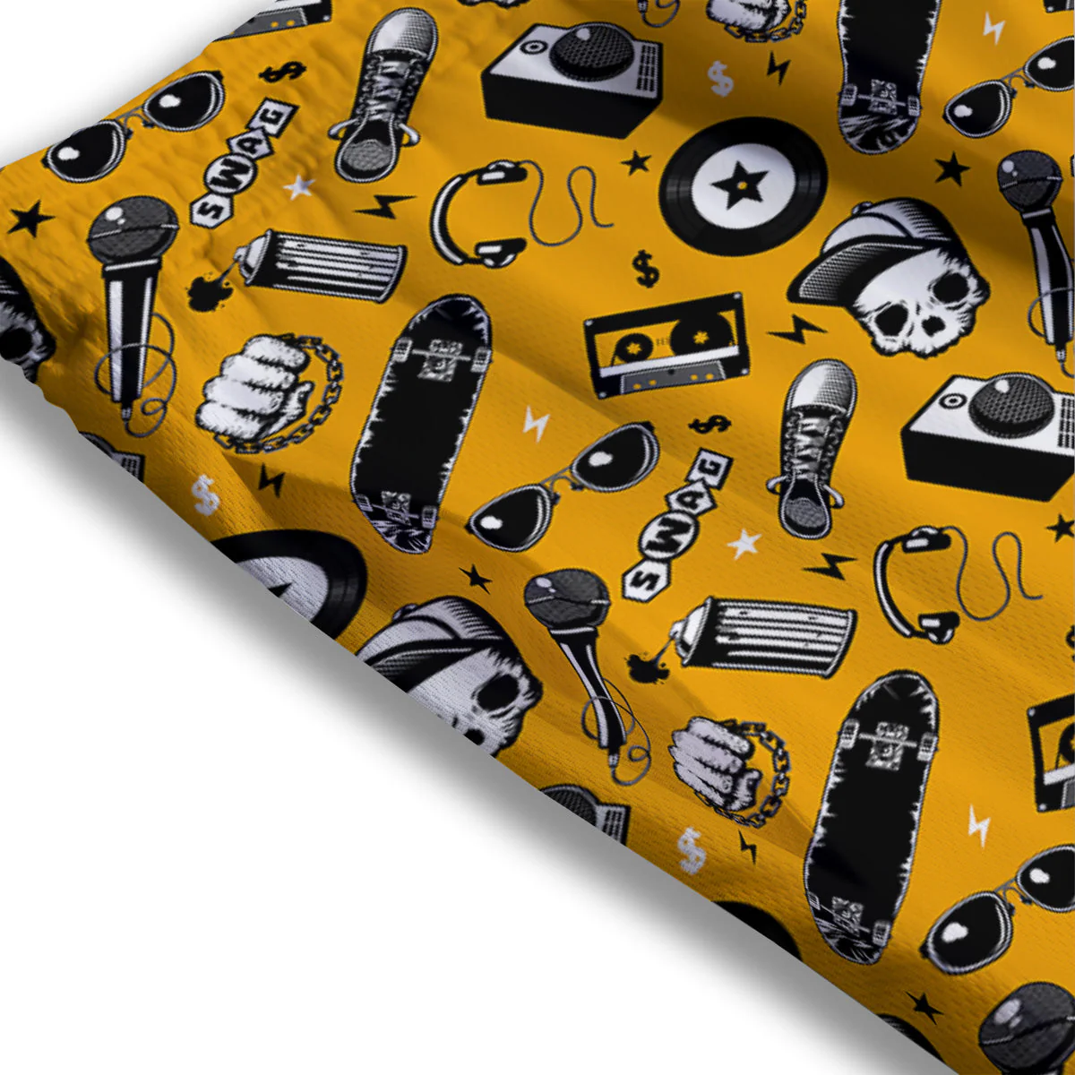 Hip Hop Equipment Print Pattern Mesh Shorts - Image 3