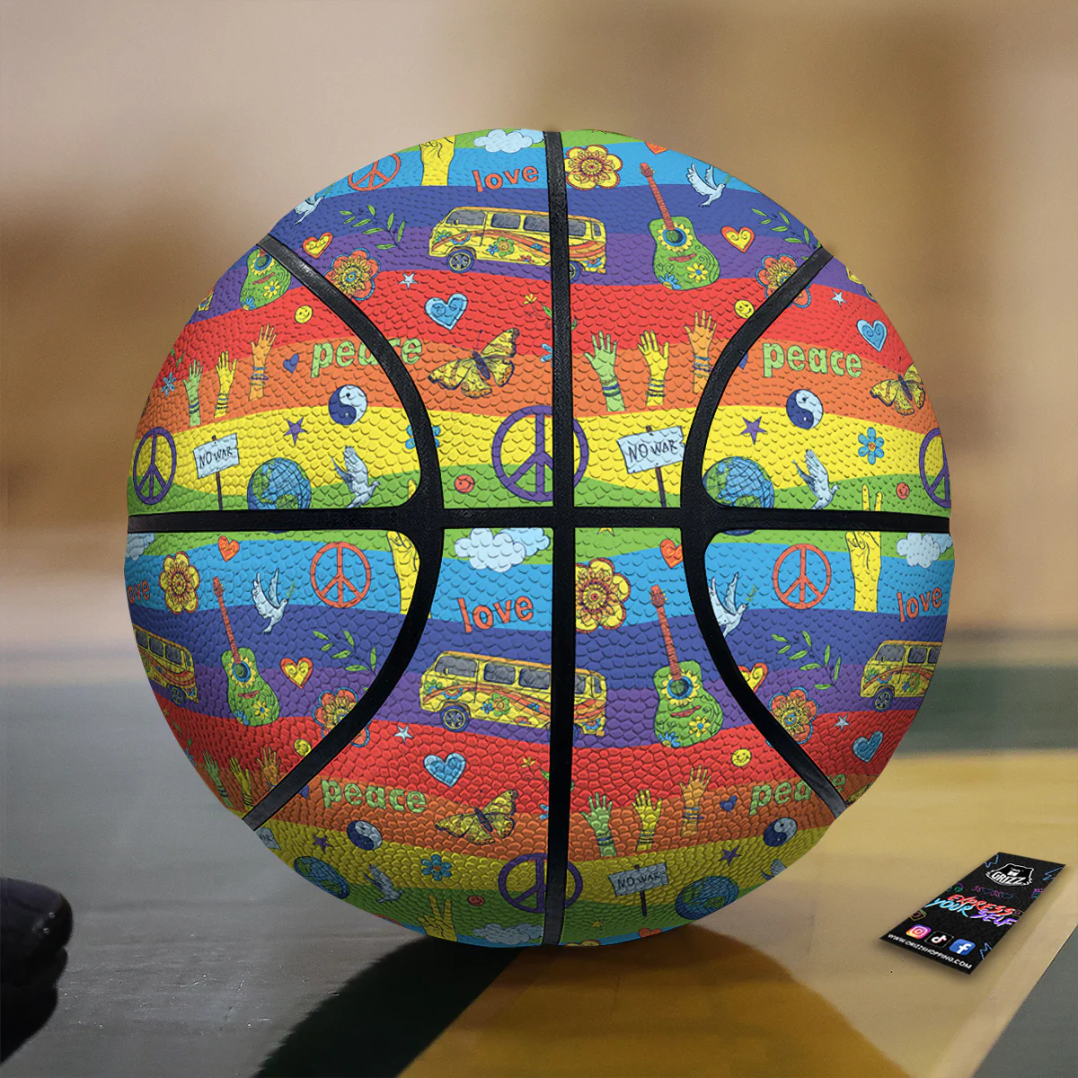Hippie Drawing Psychedelic Wave Print Pattern Basketball