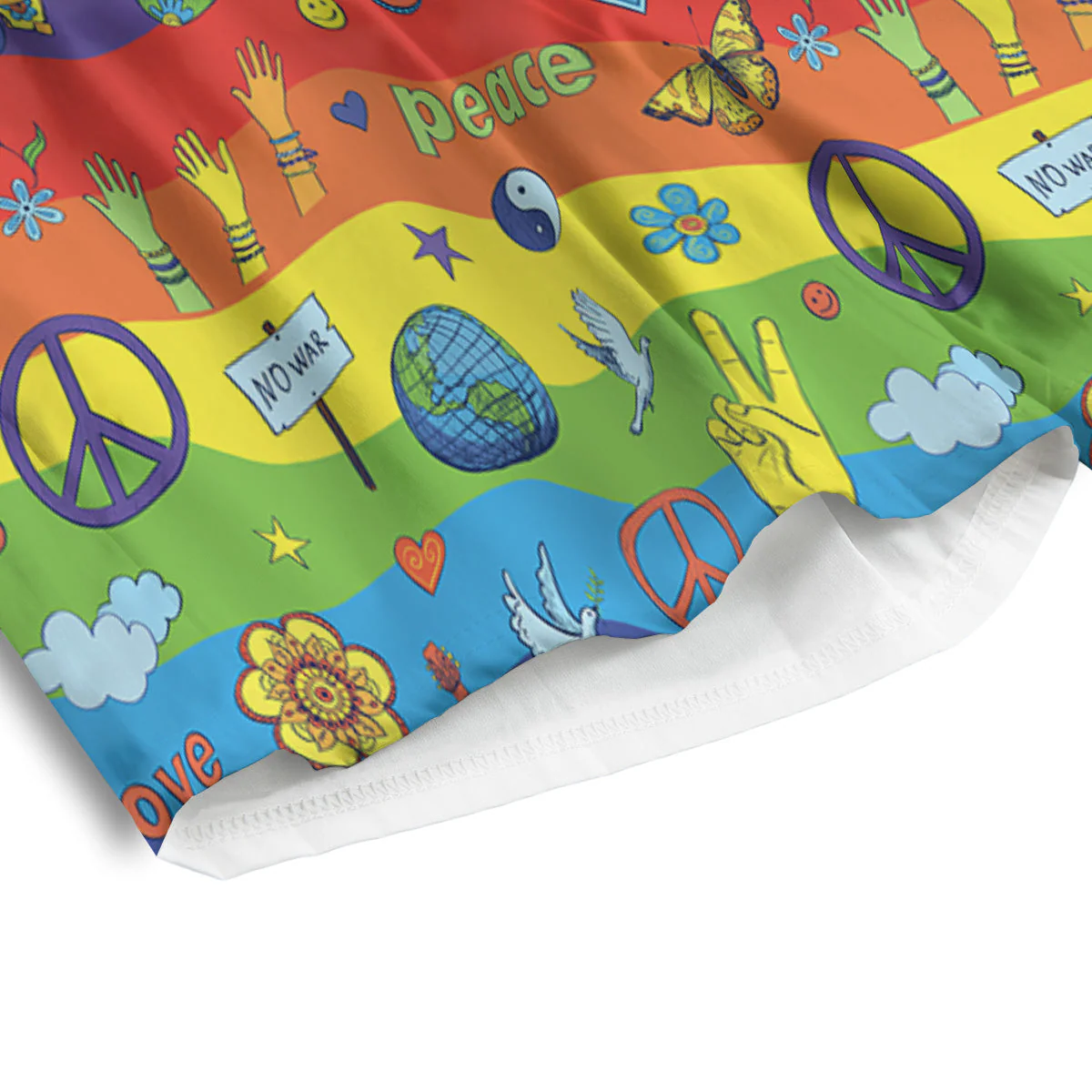 Hippie Drawing Psychedelic Wave Print Pattern Men's Athletic Shorts - Image 4