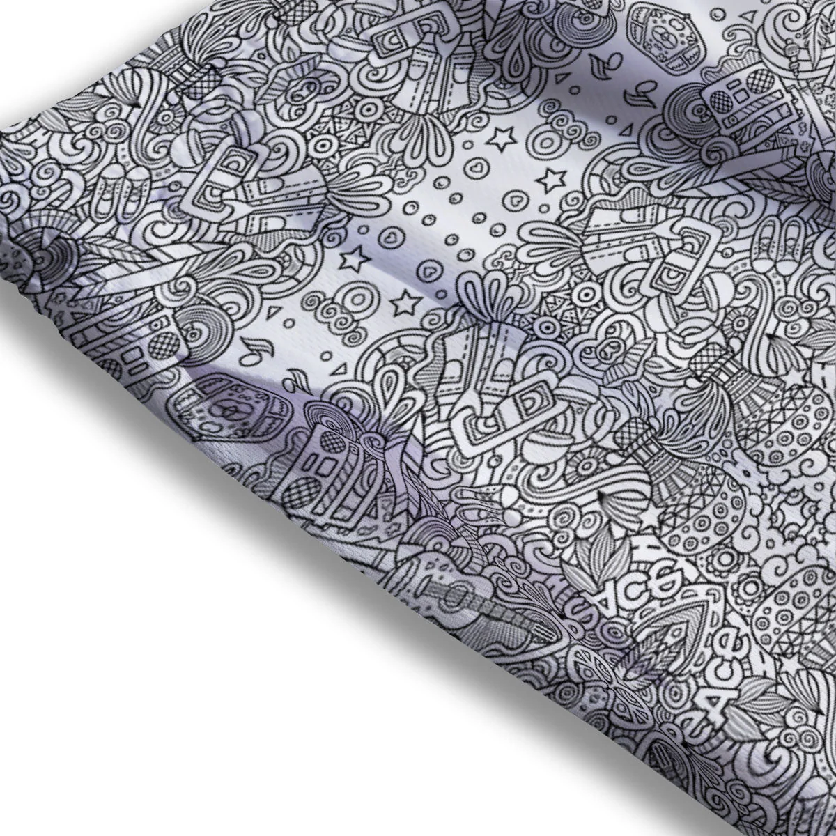 Hippie Graffiti Monochrome Print Pattern Mesh Shorts - Image 3