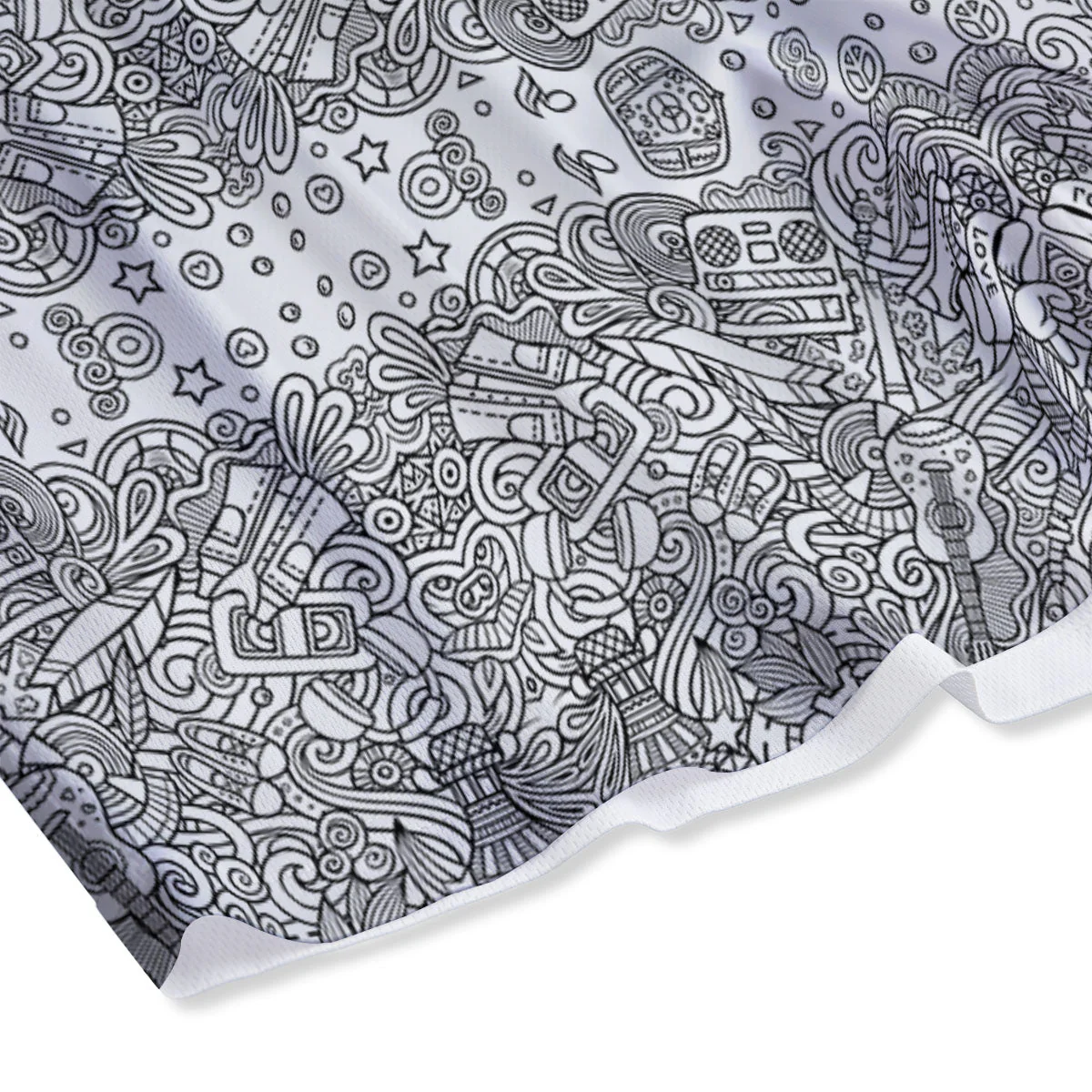Hippie Graffiti Monochrome Print Pattern Mesh Shorts - Image 4