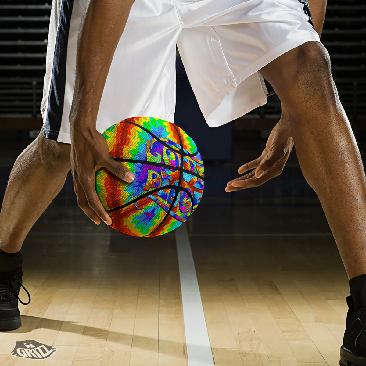Hippie Symbol Colorful Abstract Print Basketball - Image 3
