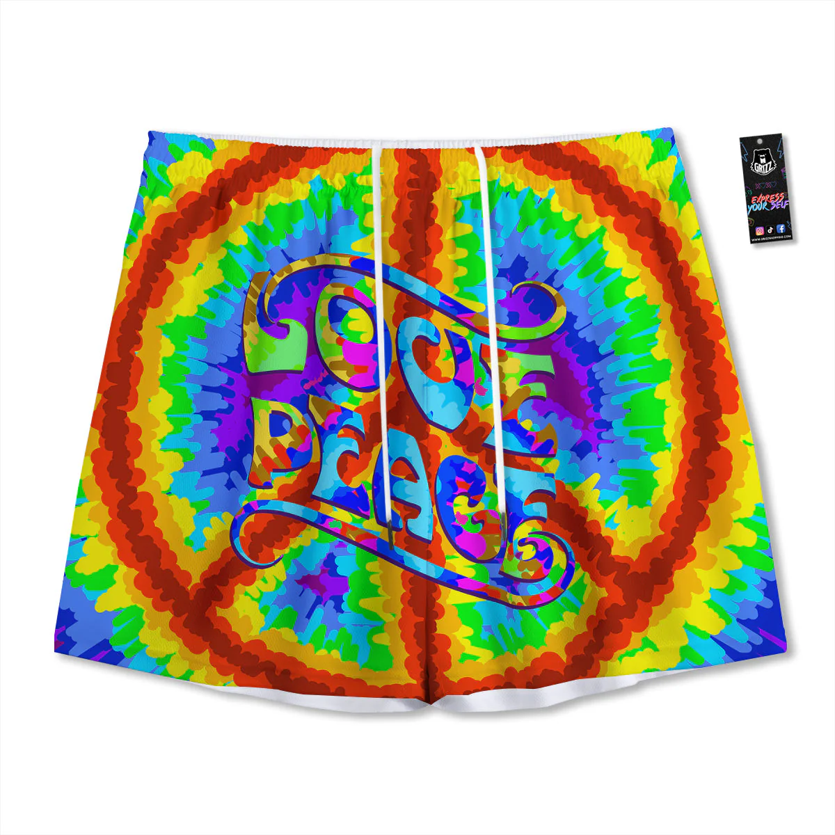 Hippie Symbol Colorful Abstract Print Mesh Shorts