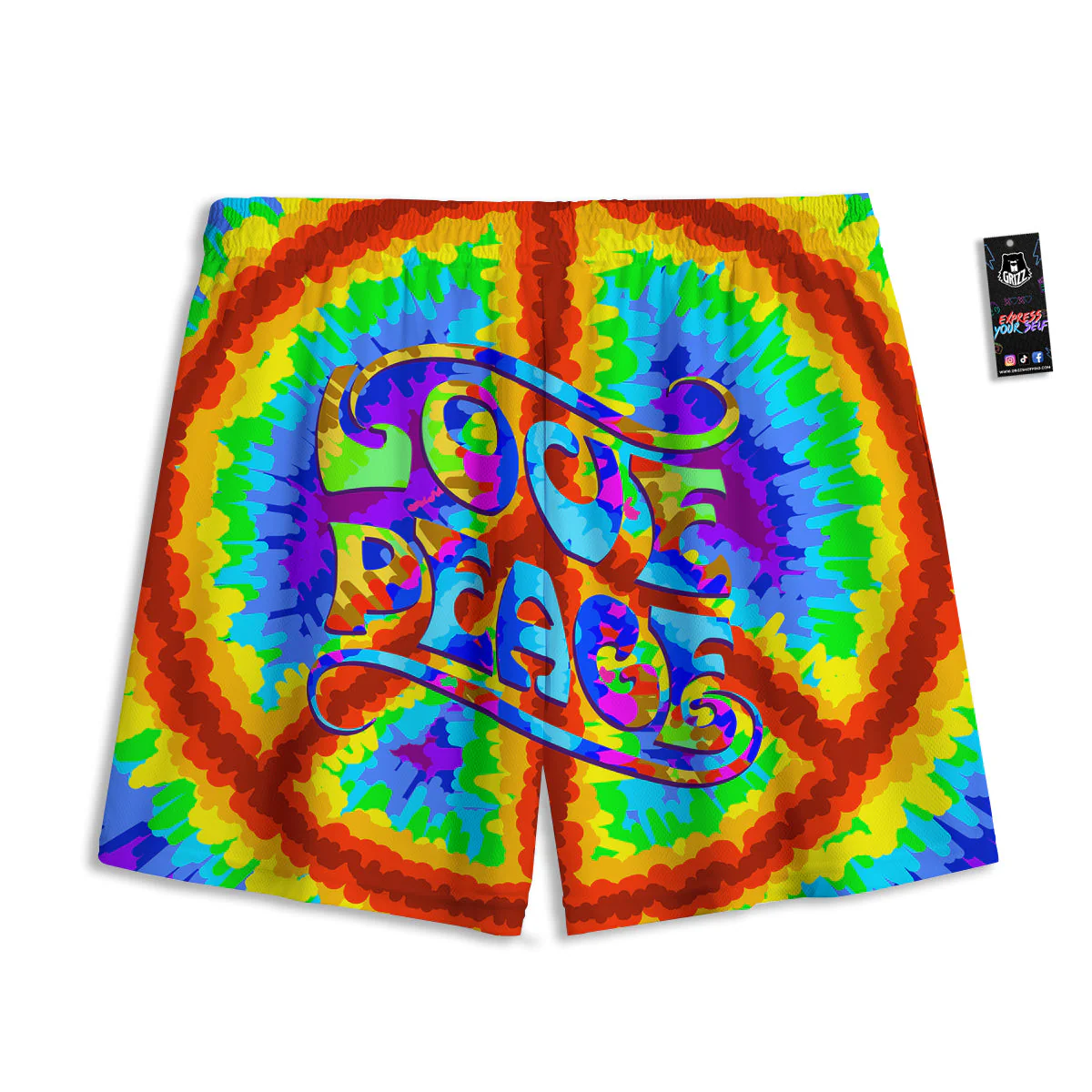 Hippie Symbol Colorful Abstract Print Mesh Shorts - Image 2
