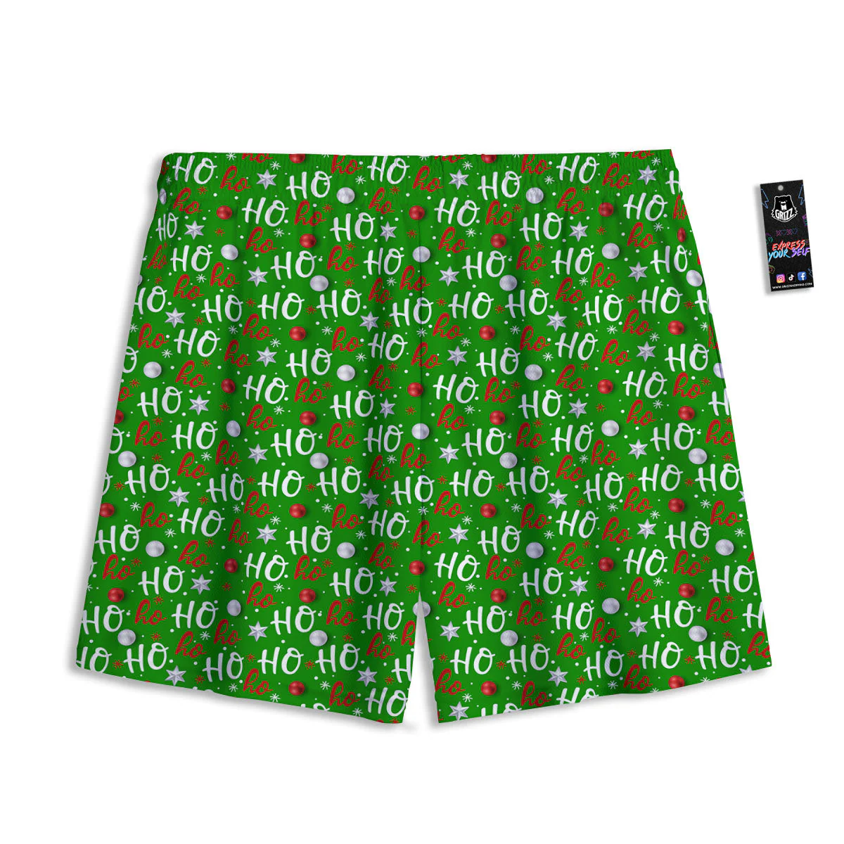 Ho Ho Christmas Santa Print Pattern Mesh Shorts - Image 2