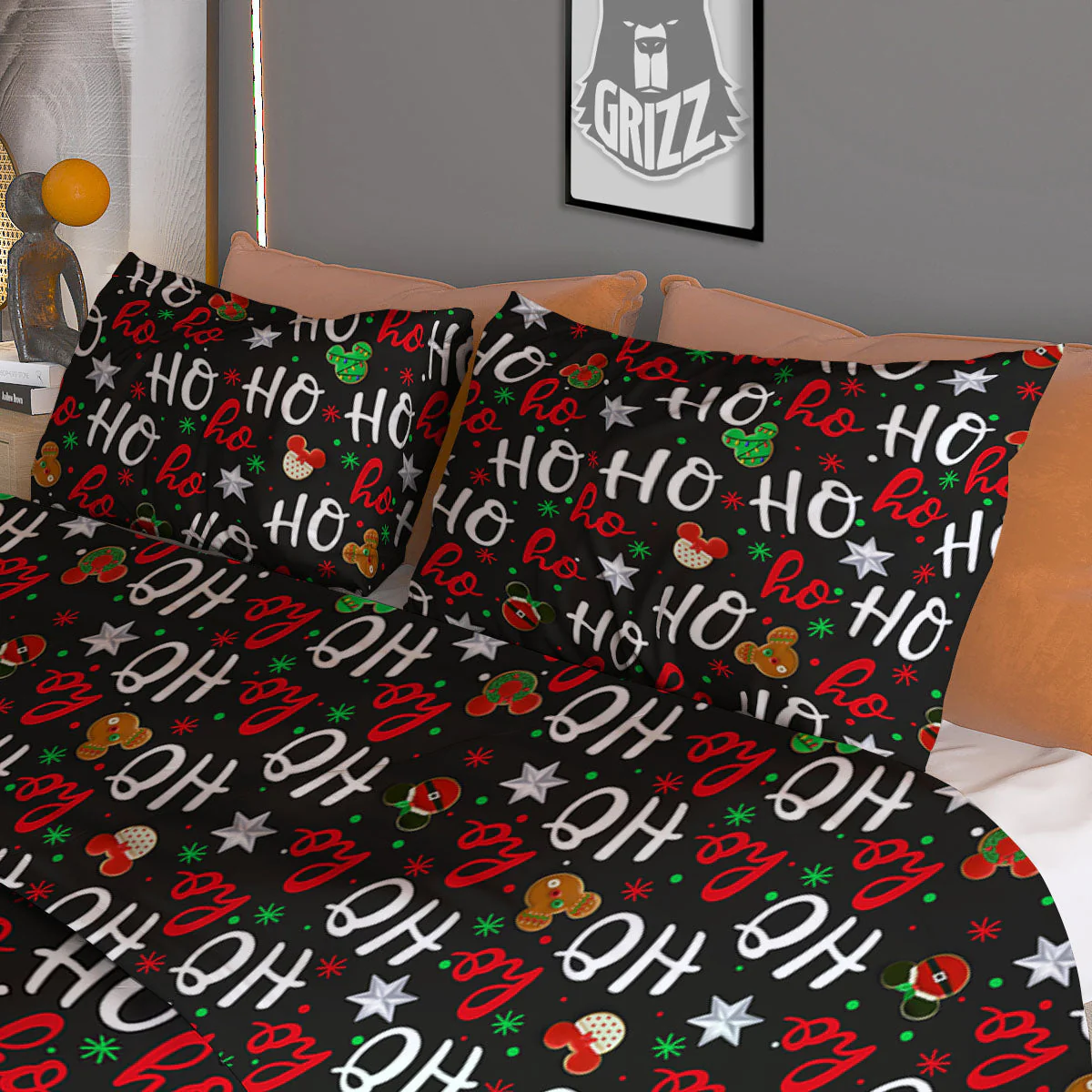 Ho Ho Ho Christmas Print Pattern Duvet Cover Bedding Set - Image 3