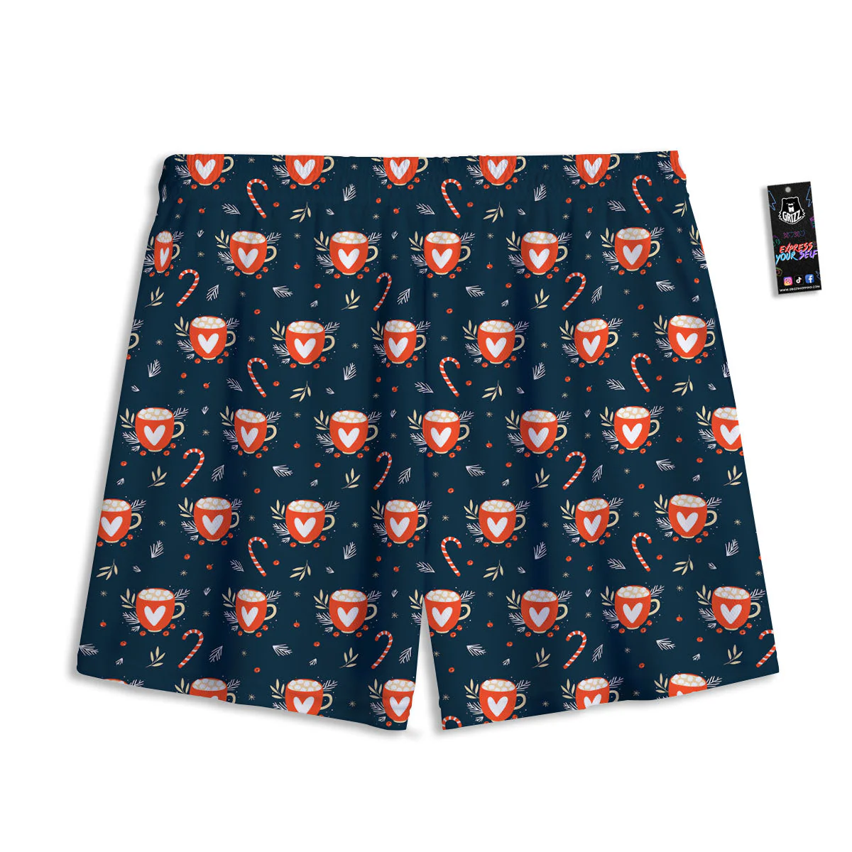 Holiday Christmas Cup Print Pattern Mesh Shorts - Image 2
