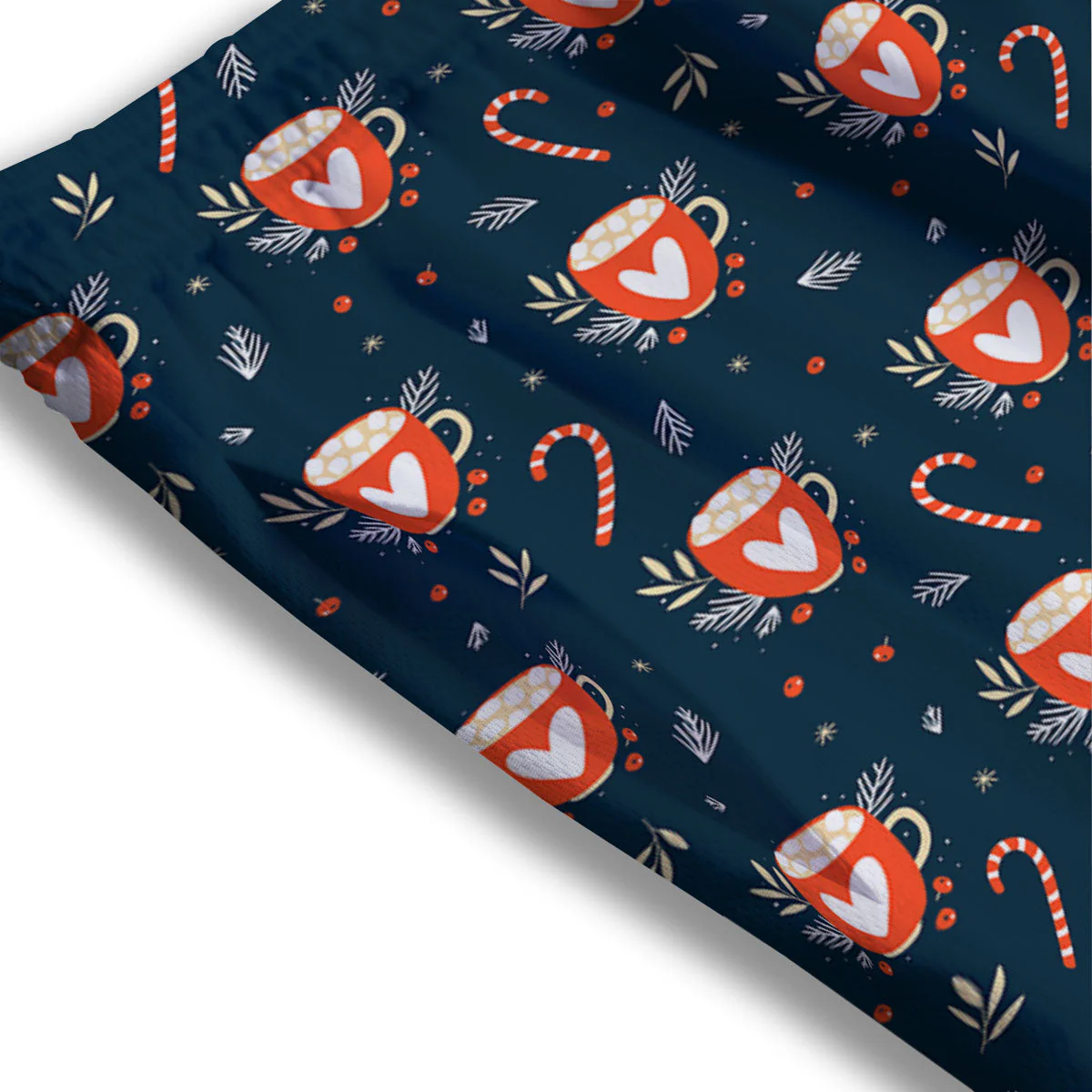Holiday Christmas Cup Print Pattern Mesh Shorts - Image 3