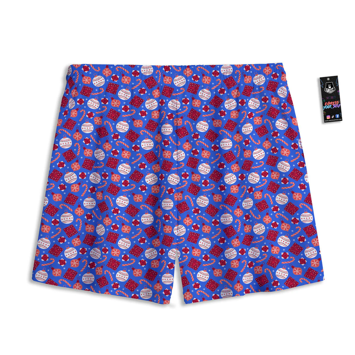 Holiday Elements Christmas Print Pattern Mesh Shorts - Image 2