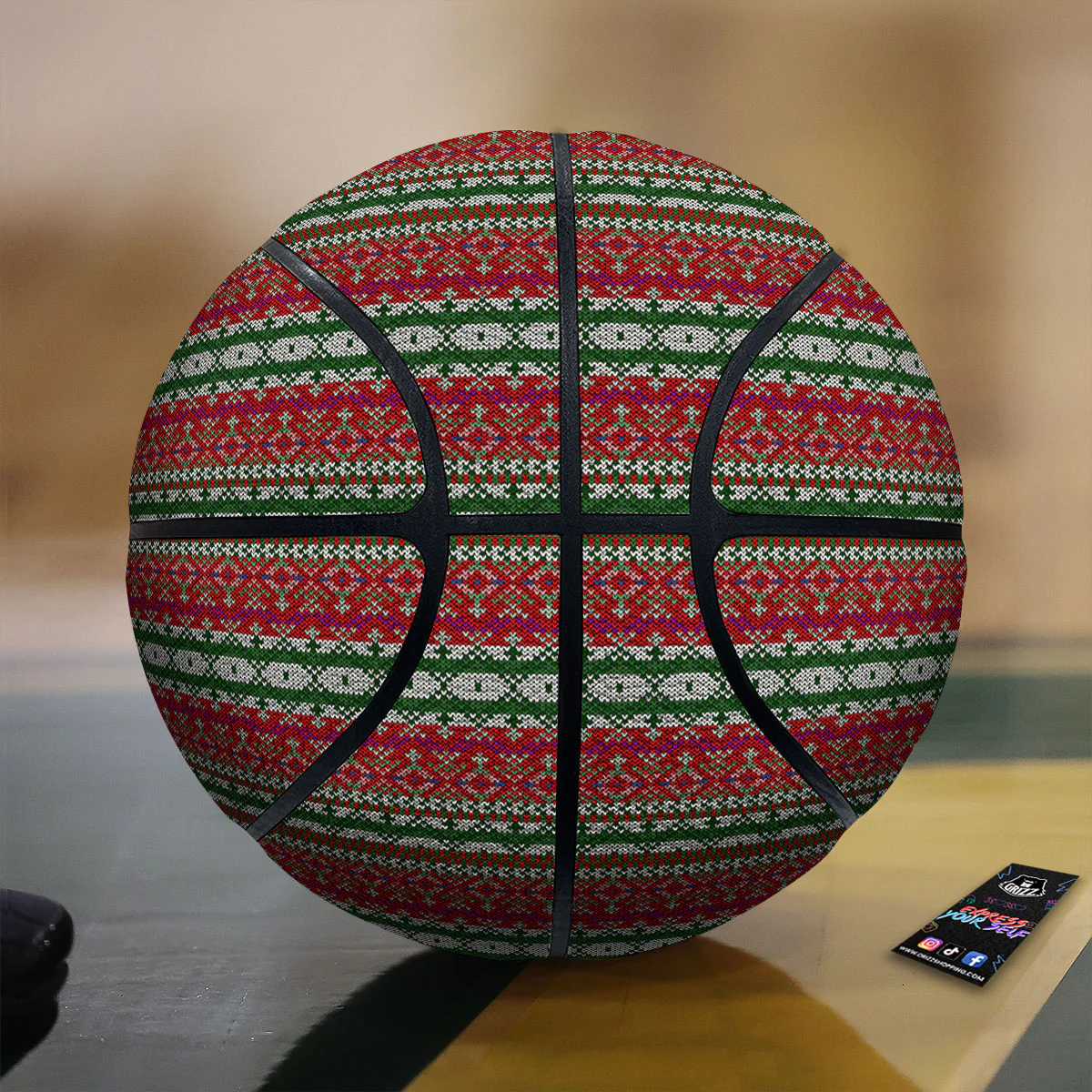 Holiday Knitted Christmas Print Pattern Basketball