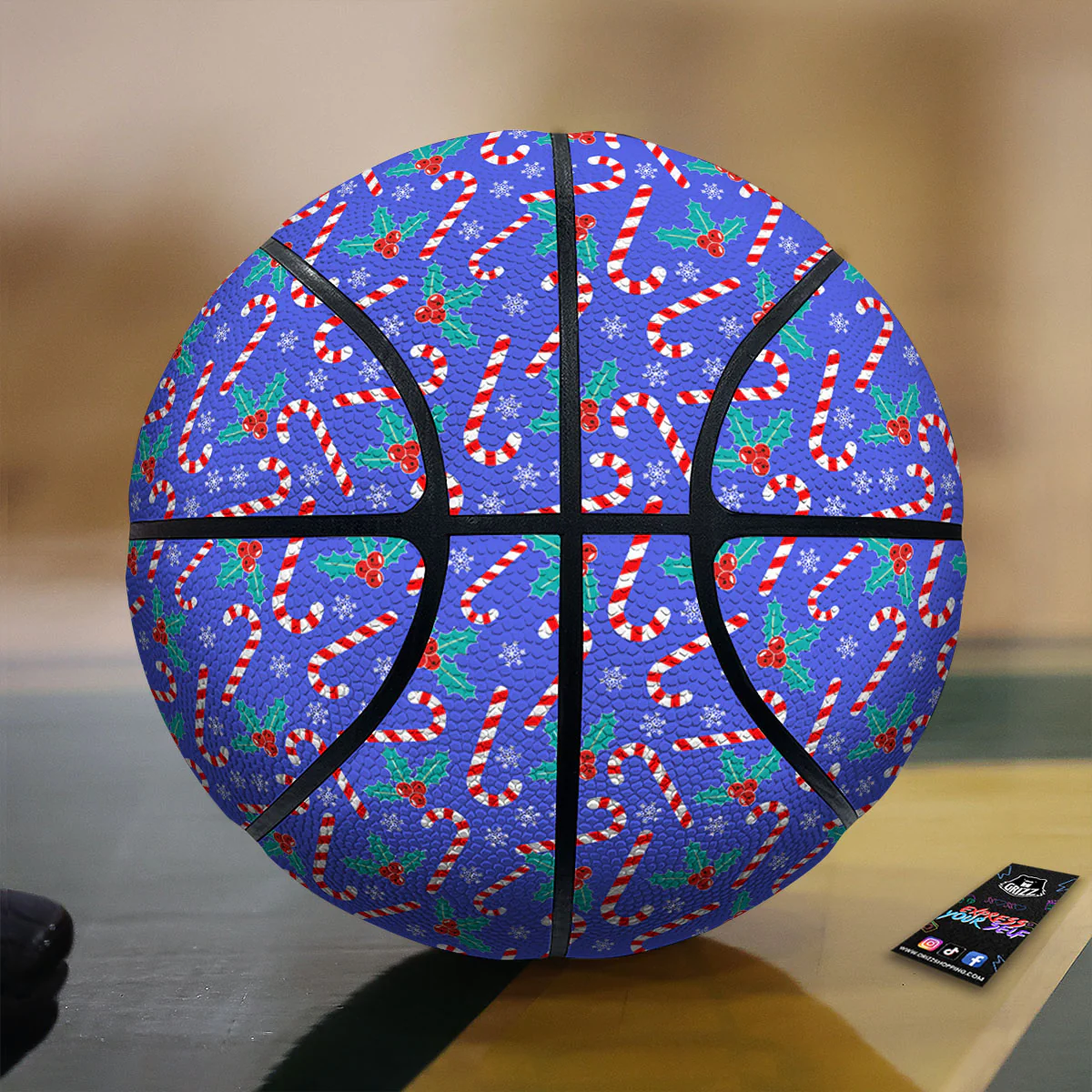 Holly Berry And Candy Cane Christmas Print Pattern Basketball