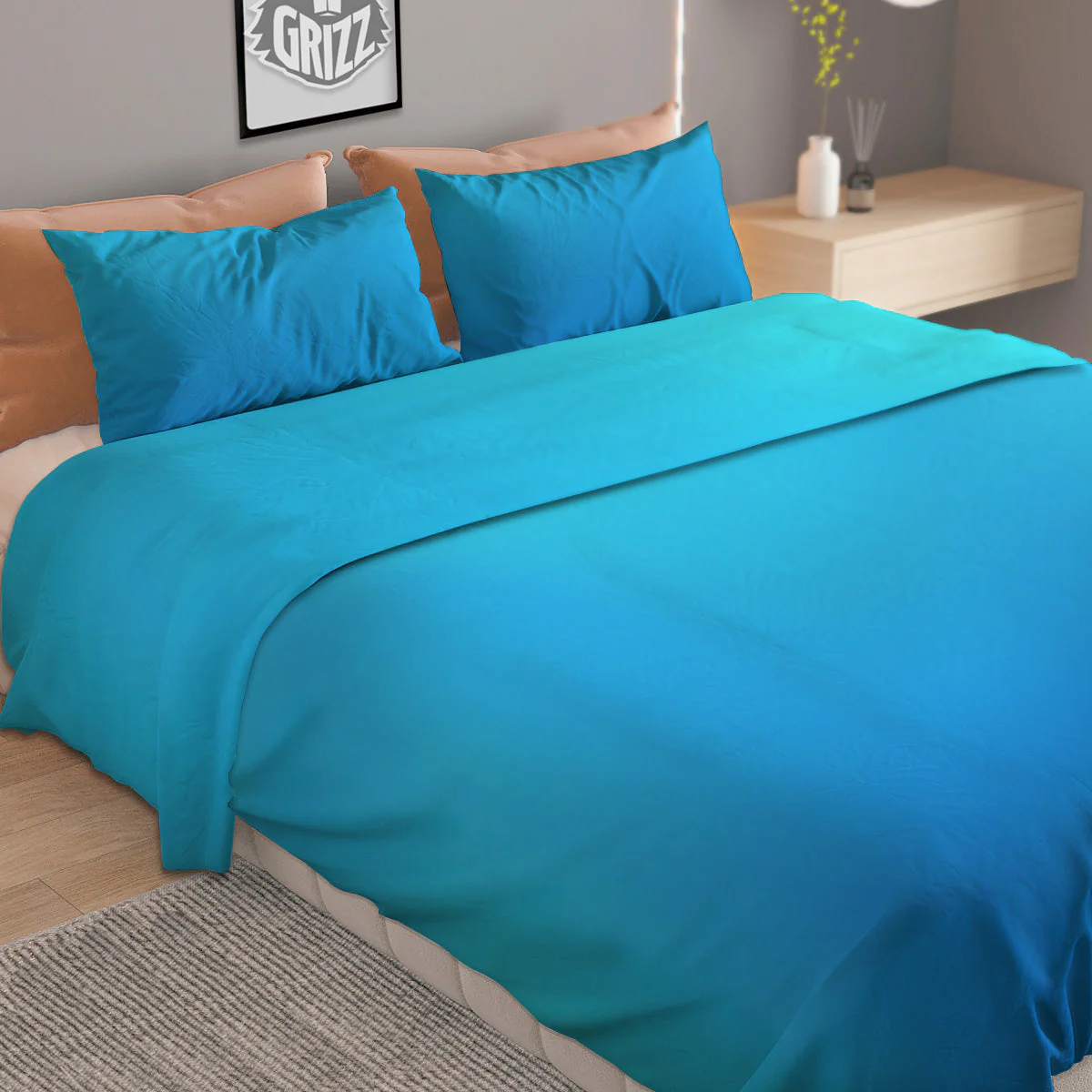Holographic Blue Print Duvet Cover Bedding Set - Image 2