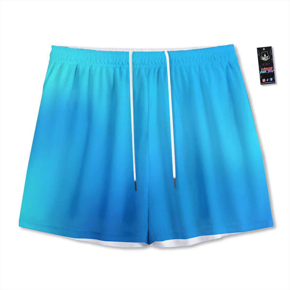 Holographic Blue Print Mesh Shorts