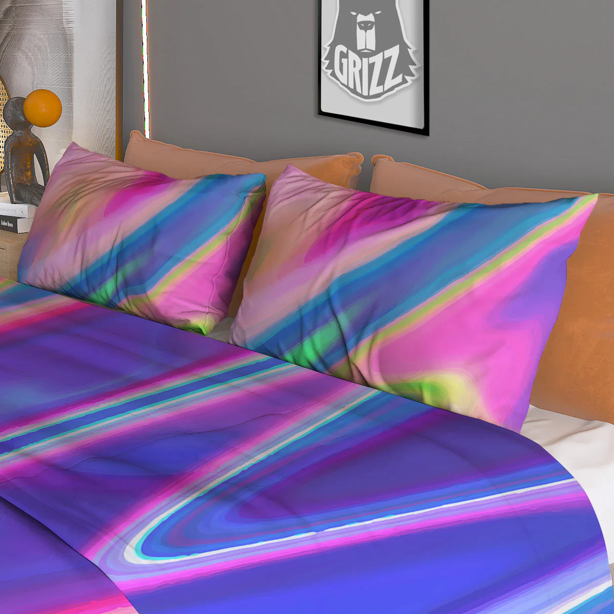 Holographic Bright Print Duvet Cover Bedding Set - Image 3