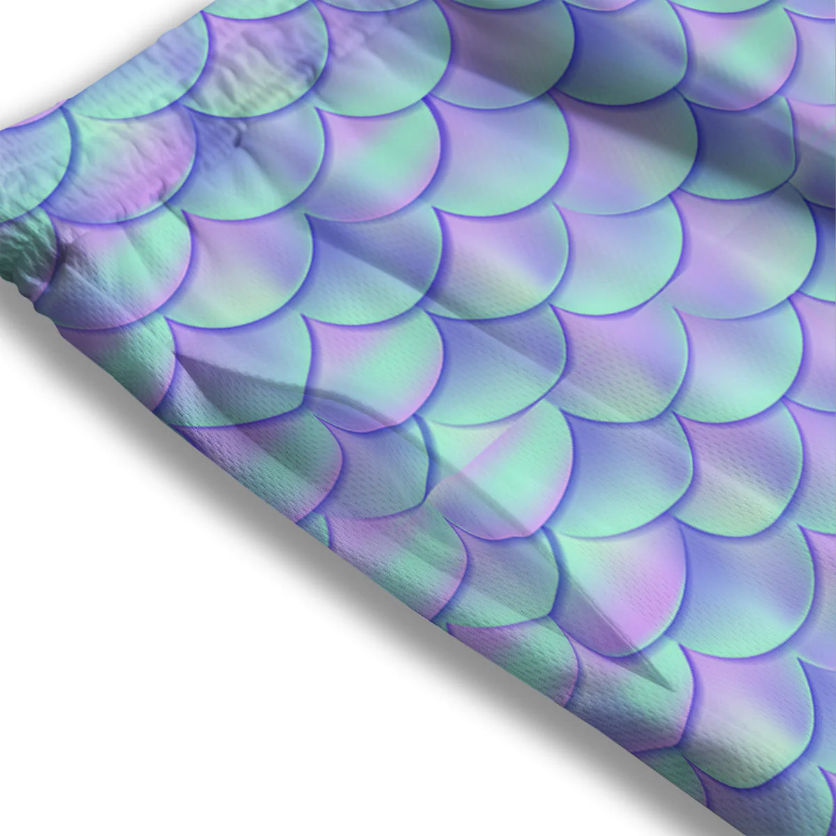 Holographic Mermaid Tail Print Pattern Mesh Shorts - Image 3