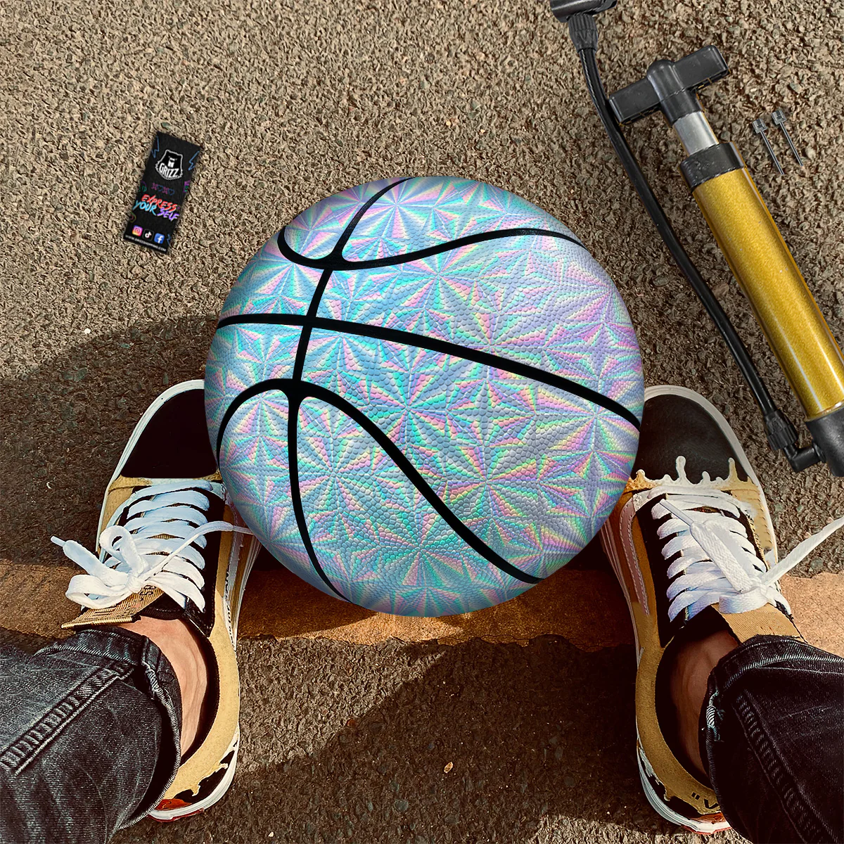 Holographic Paper Texture Print Basketball - Image 2