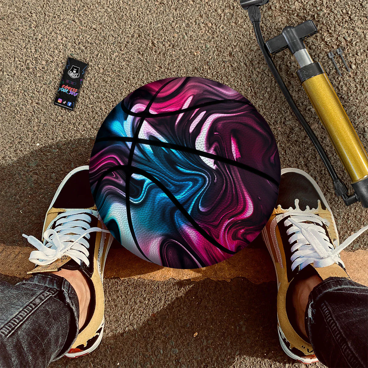 Holographic Psychedelic Print Pattern Basketball - Image 2