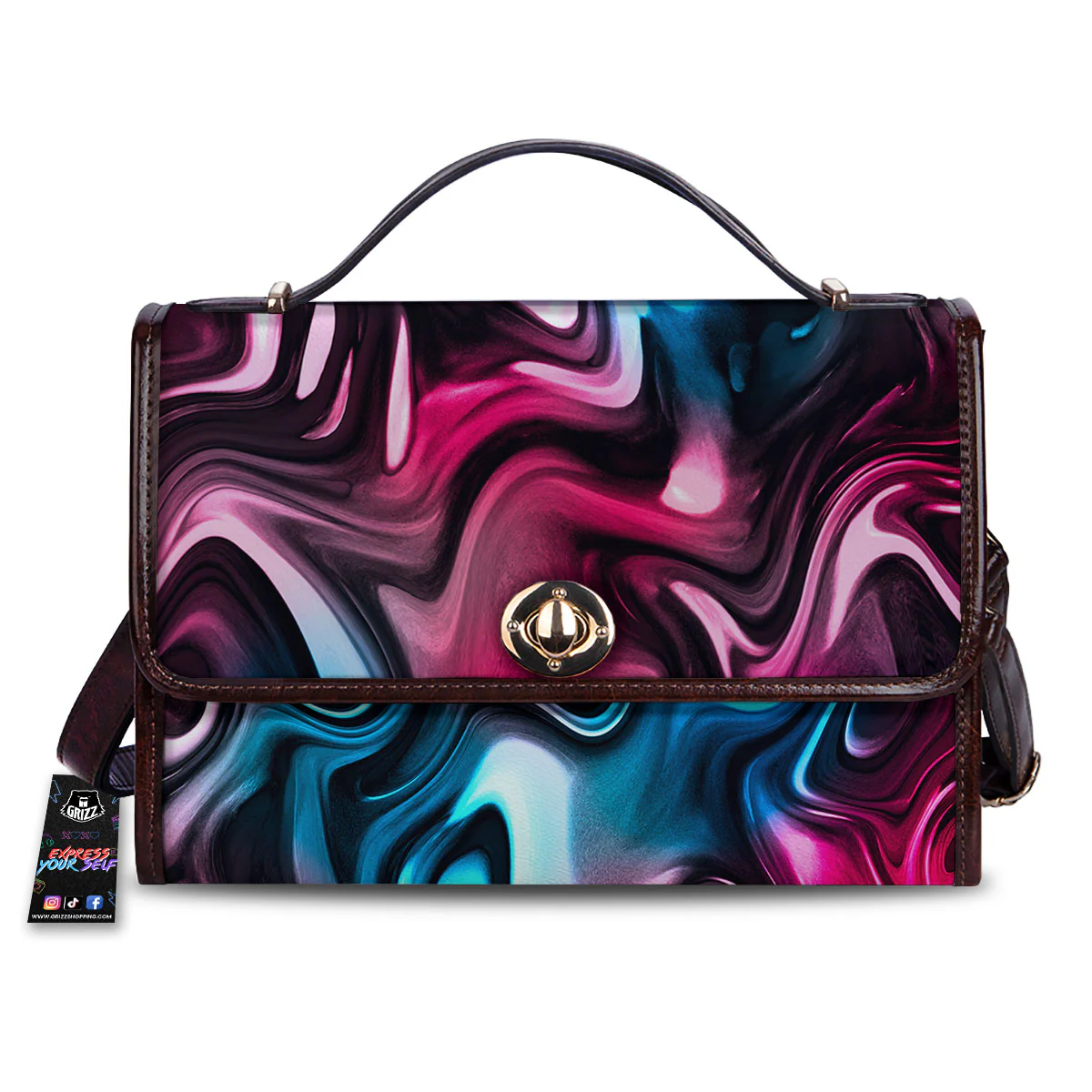 Holographic Psychedelic Print Pattern Women's Satchel Bag