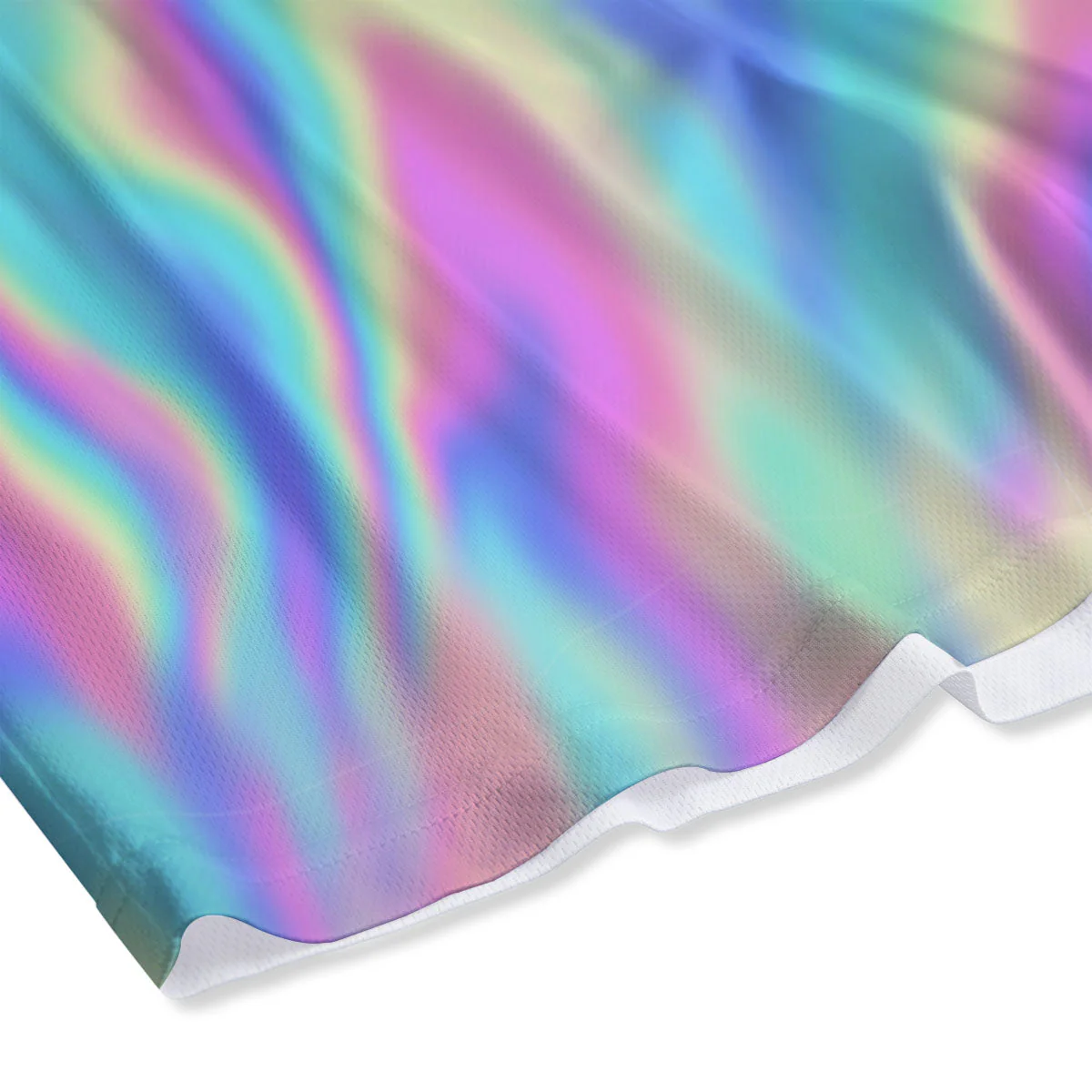 Holographic Rainbow Print Pattern Mesh Shorts - Image 4