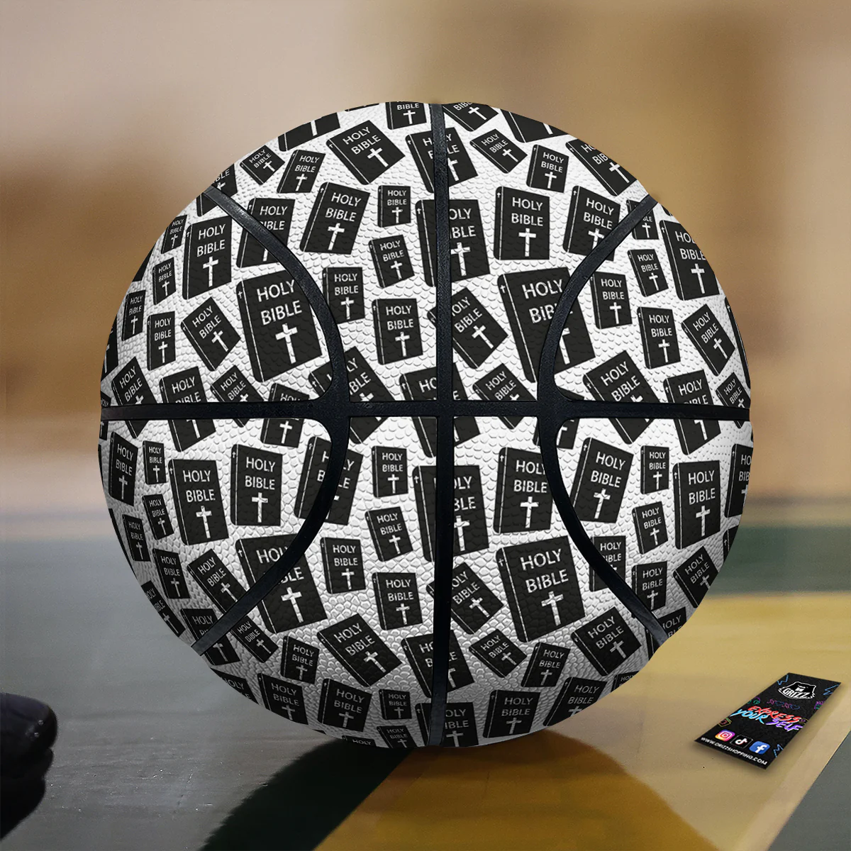 Holy Bible Christian Black Print Pattern Basketball