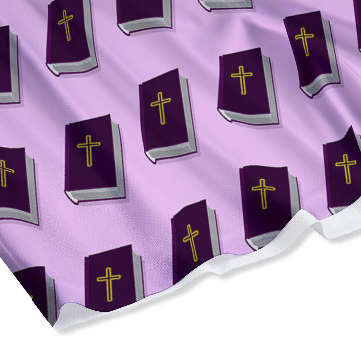 Holy Bible Purple Print Pattern Mesh Shorts - Image 4